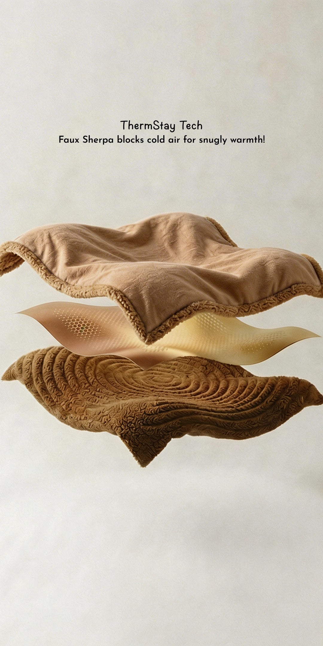 Reversible Winter Baby Blanket With 1 Pillow & 1 Pillow Cover - Teddy Bear Tan