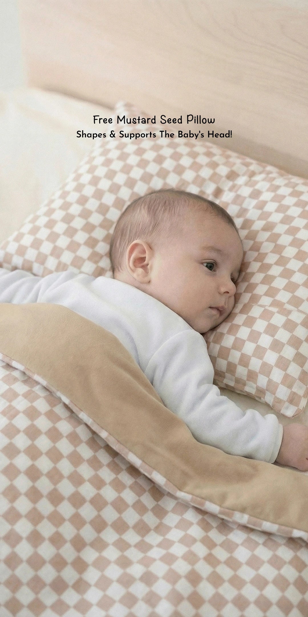 Reversible Summer Baby Blanket With 1 Pillow & 1 Pillow Cover - Toasted Marshmallow