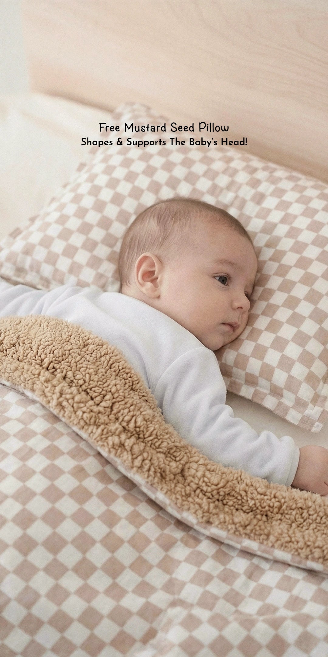 Reversible Winter Baby Blanket With 1 Pillow & 1 Pillow Cover - Toasted Marshmallow