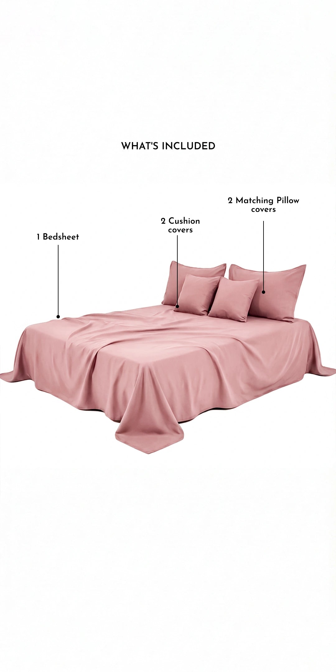Zeries Egyptian Cotton Bedsheets With 2 Pillow Cases & 2 Cushion Covers - Ballet