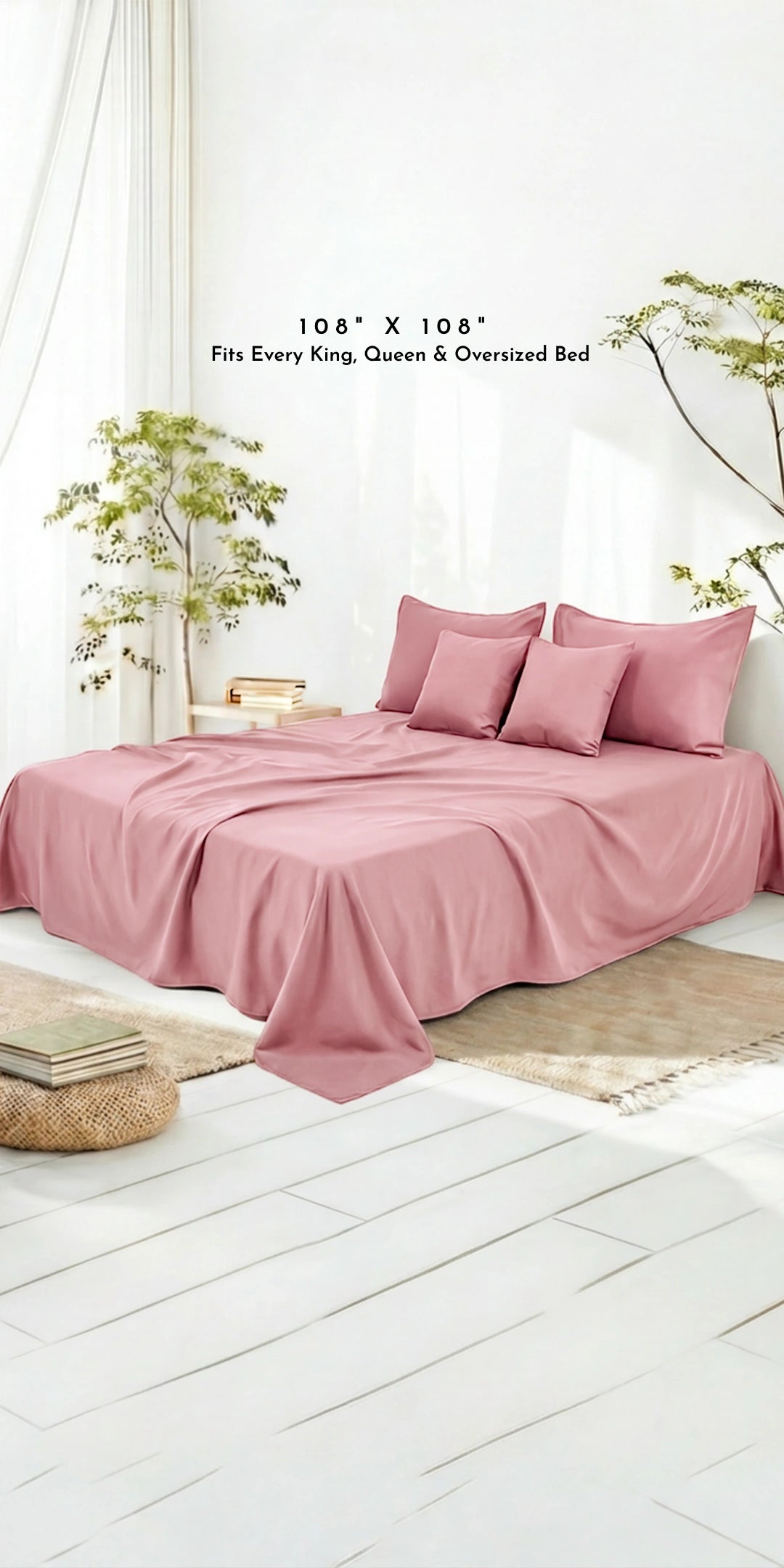 Zeries Egyptian Cotton Bedsheets With 2 Pillow Cases & 2 Cushion Covers - Ballet