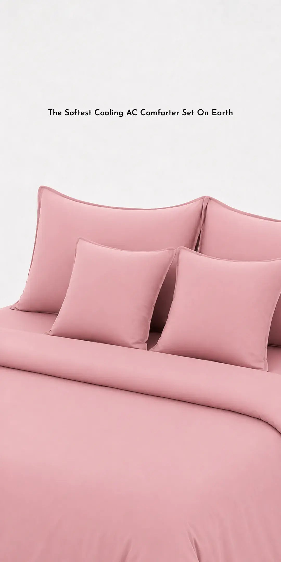 ZARF Egyptian Cotton Comforter For Single Size Bed With 2 Pillowcases & 2 Cushion Covers - Petal