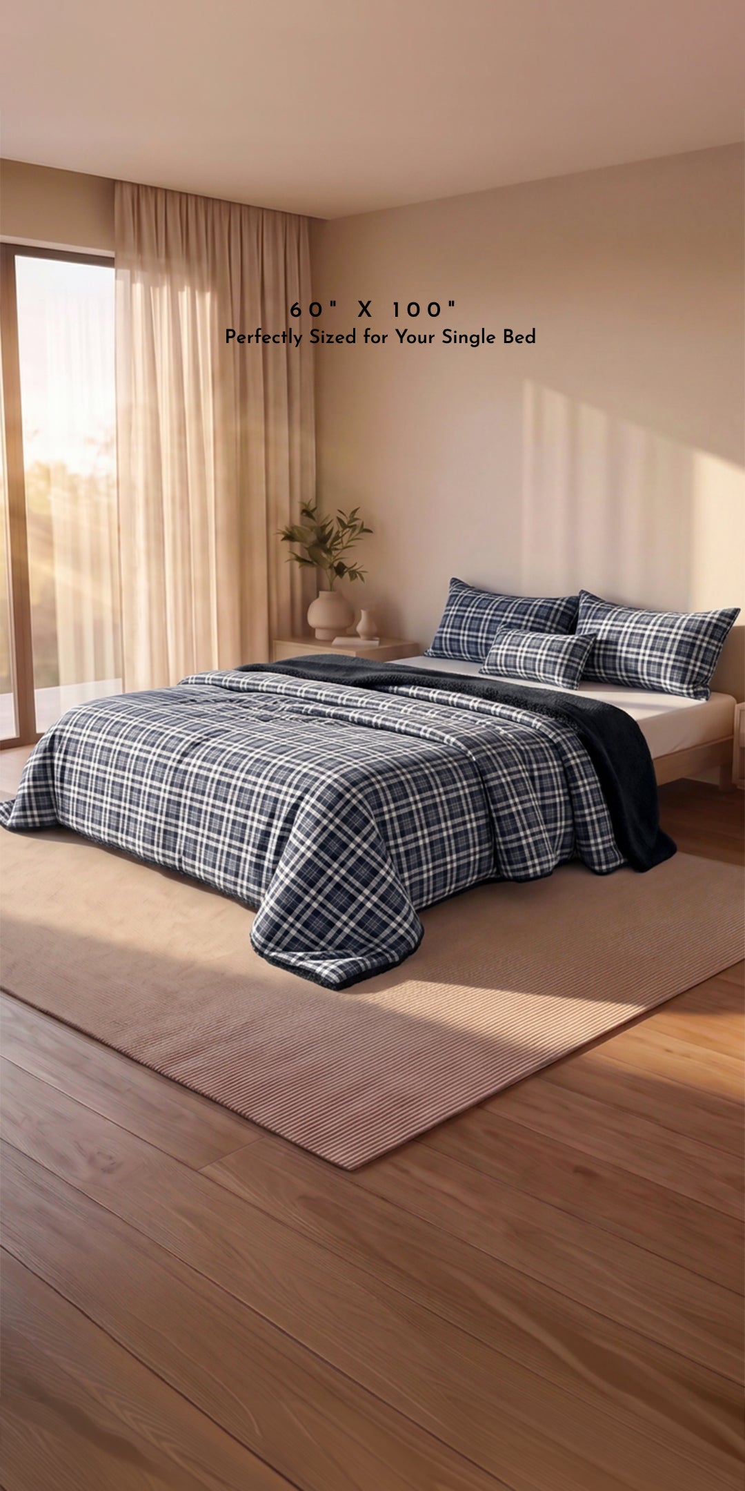 Zarf Reversible Quilt For Single Size Bed With 2 Pillow Covers and 1 Cushion Cover - Beaumont