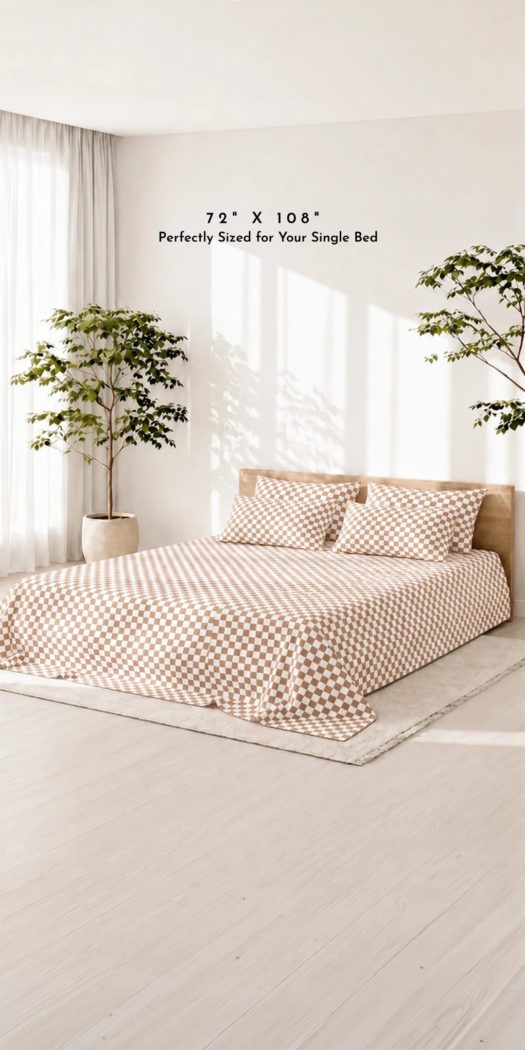 ZERIES PERCALE WEAVE EGYPTIAN COTTON SINGLE SIZE BEDSHEET WITH 4 PILLOW CASES - Hazelford