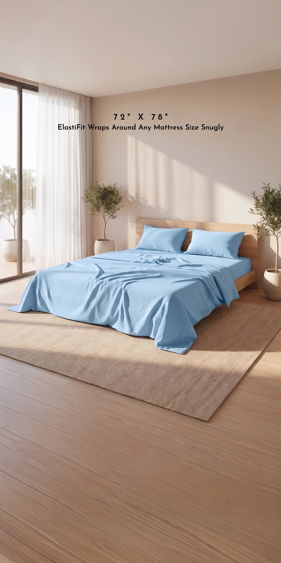 ZERIES PERCALE WEAVE EGYPTIAN COTTON FITTED BEDSHEET WITH 2 PILLOW CASES - Bellamy