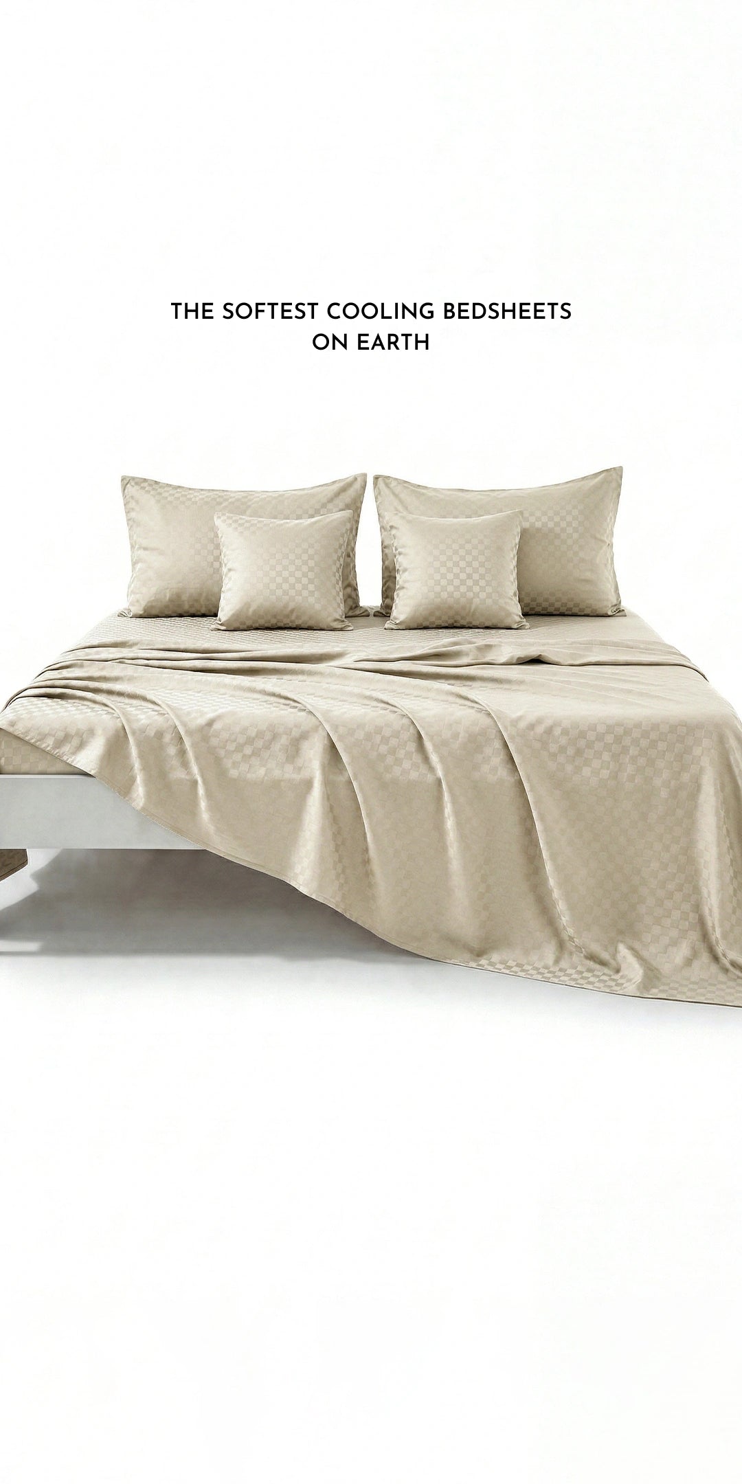 Zeries Egyptian Cotton Jacquard Bedsheets With 2 Pillow Cases & 2 Cushion Covers - Bisque