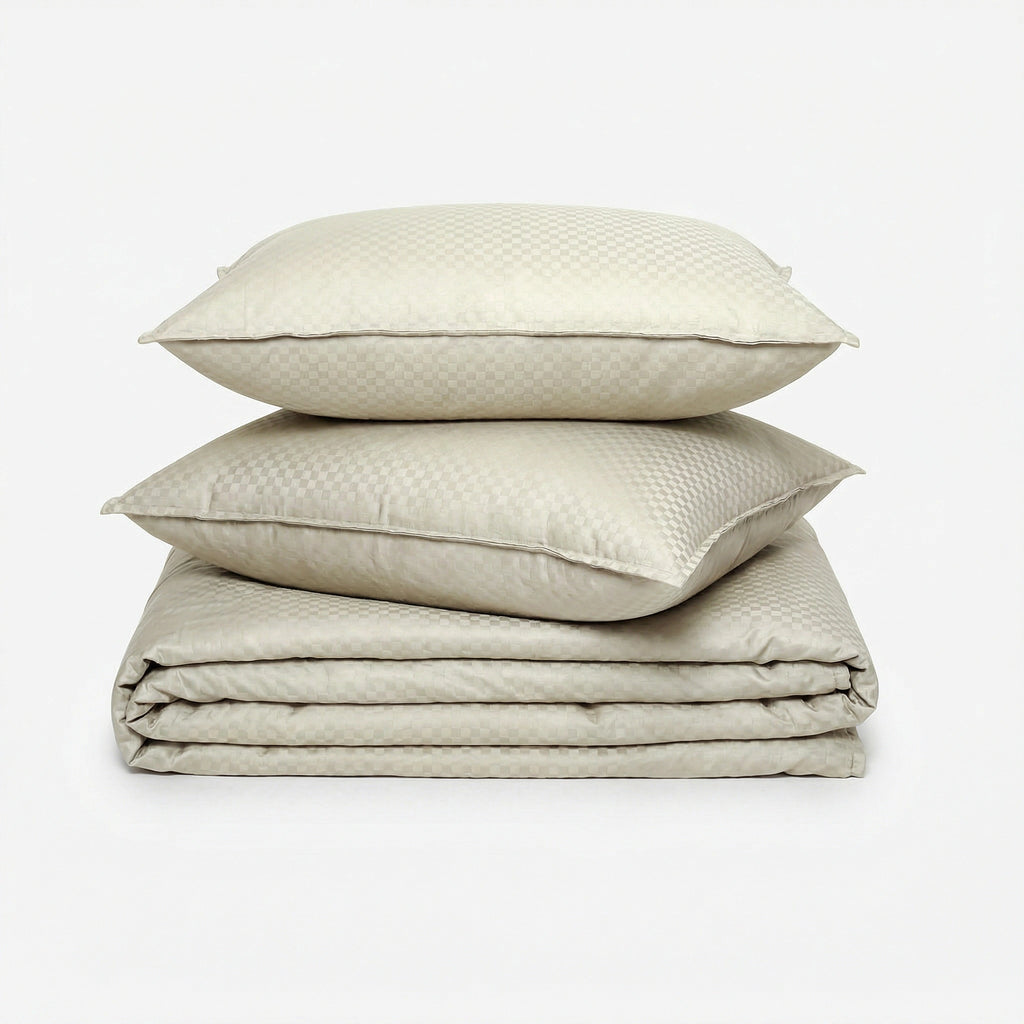 Zeries Egyptian Cotton Jacquard Bedsheets With 2 Pillow Cases & 2 Cushion Covers - Bisque