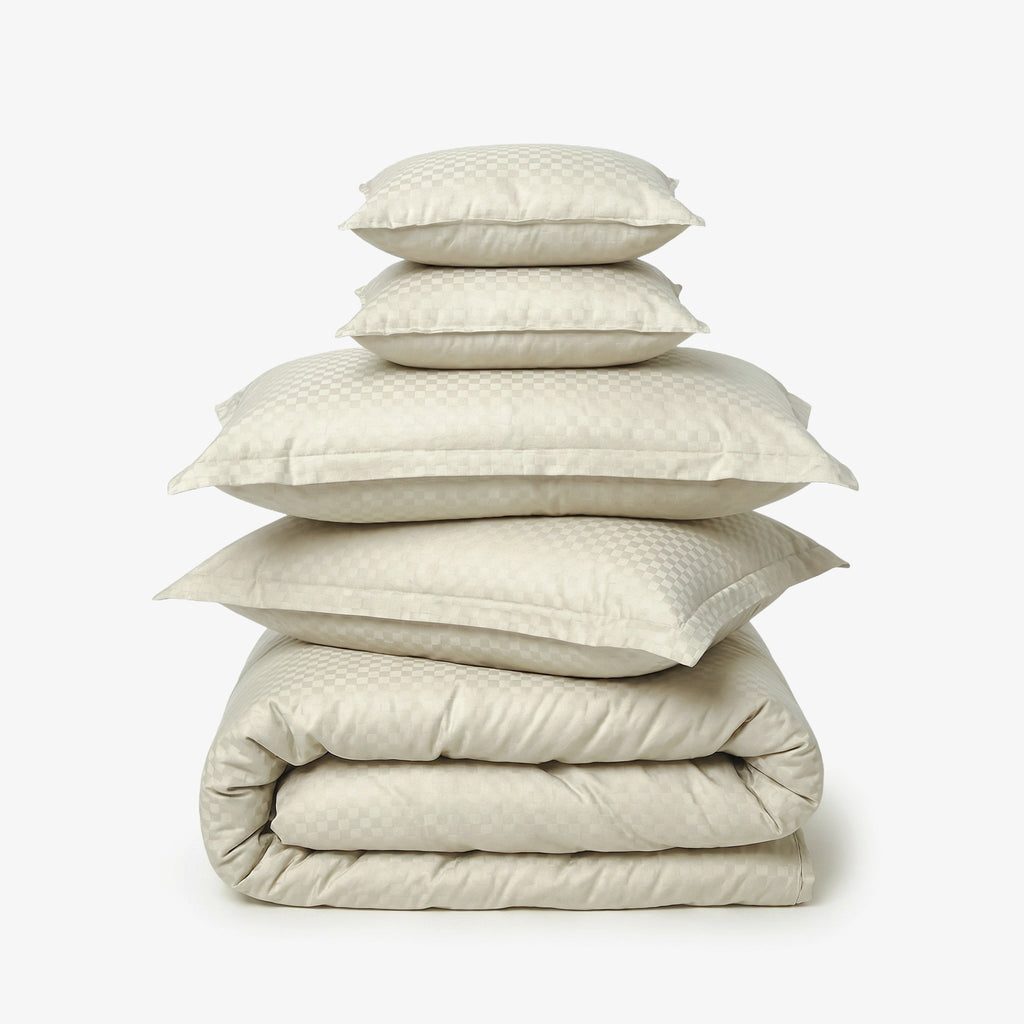 ZARF Egyptian Cotton Comforter For Single Size Bed With 2 Pillowcases & 2 Cushion Covers - Bisque