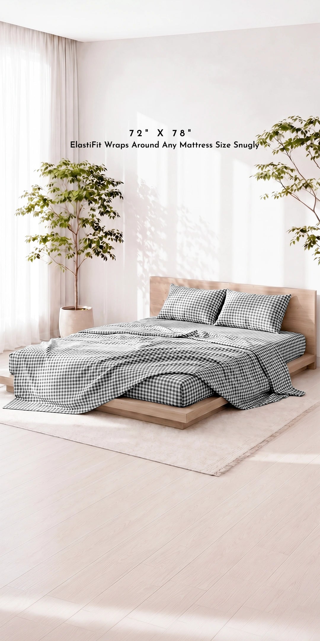 ZERIES EGYPTIAN COTTON FITTED BEDSHEET WITH 2 PILLOW CASES - Blackgrid