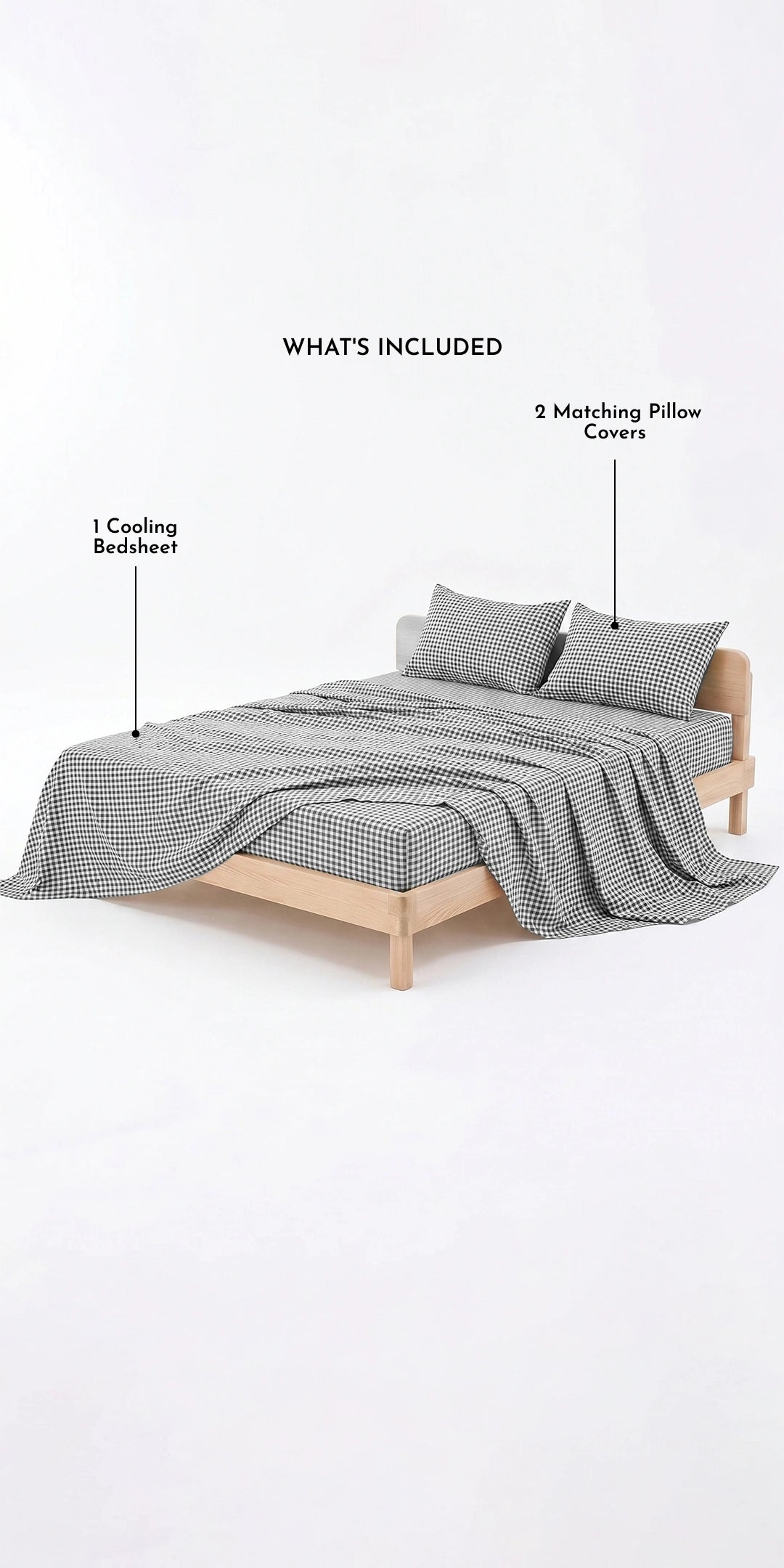 ZERIES EGYPTIAN COTTON FITTED BEDSHEET WITH 2 PILLOW CASES - Blackgrid