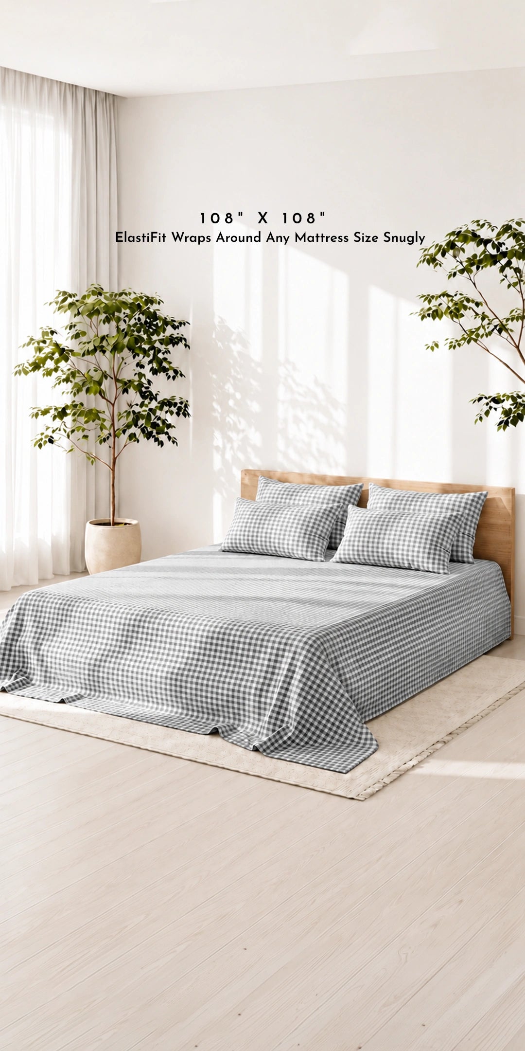 Zeries Egyptian Cotton Bedsheet With 4 Pillow Cases - Blackgrid