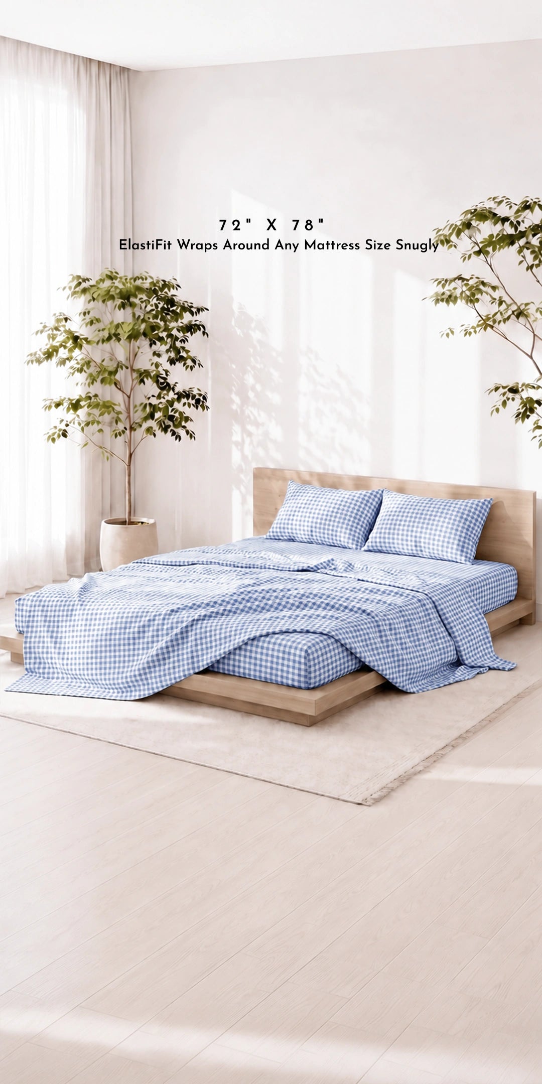 ZERIES EGYPTIAN COTTON FITTED BEDSHEET WITH 2 PILLOW CASES - Bluegrid