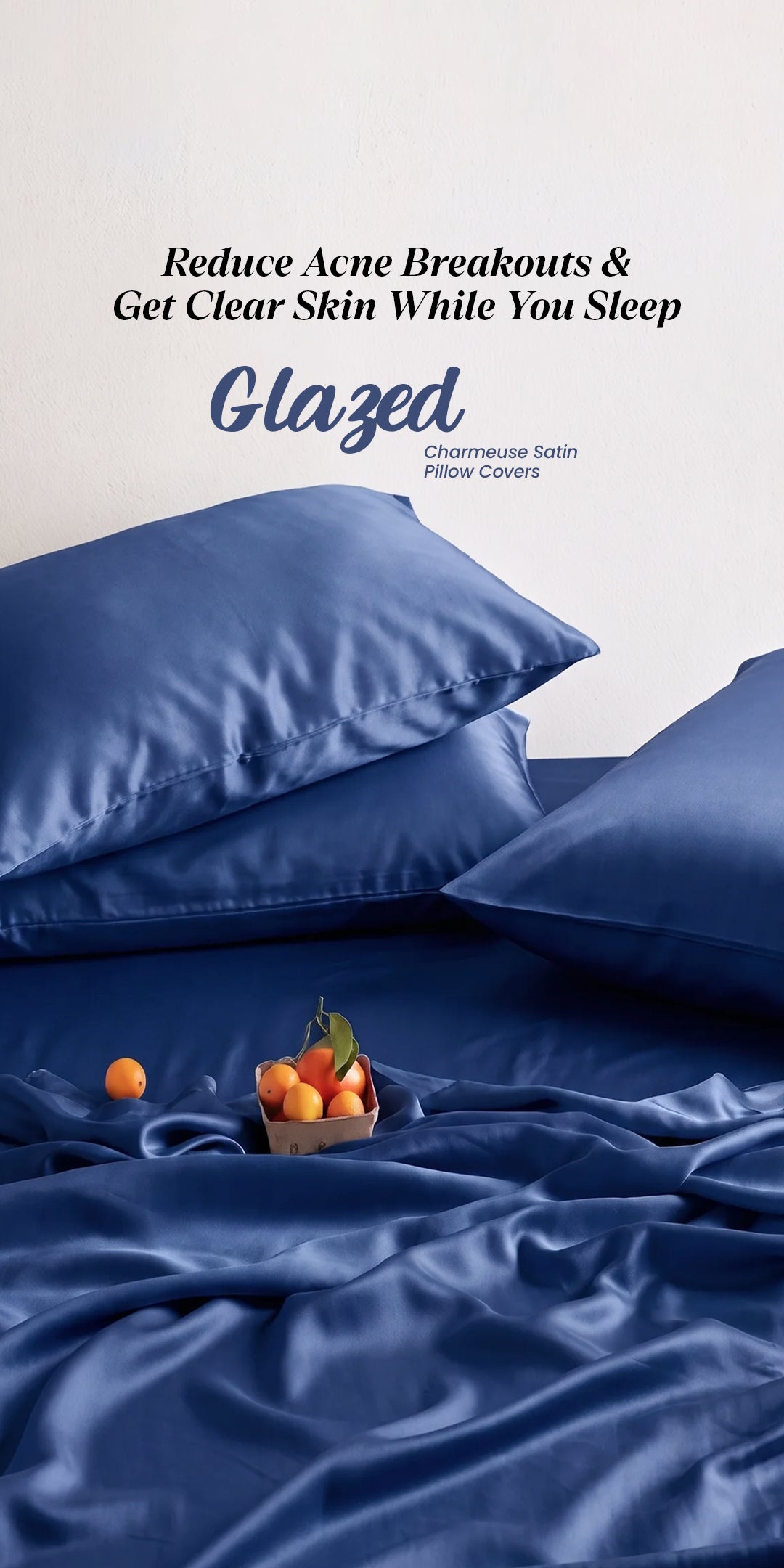Zarf Glazed Charmeuse Satin Acne-Reducing Pillow Cover - Indigo