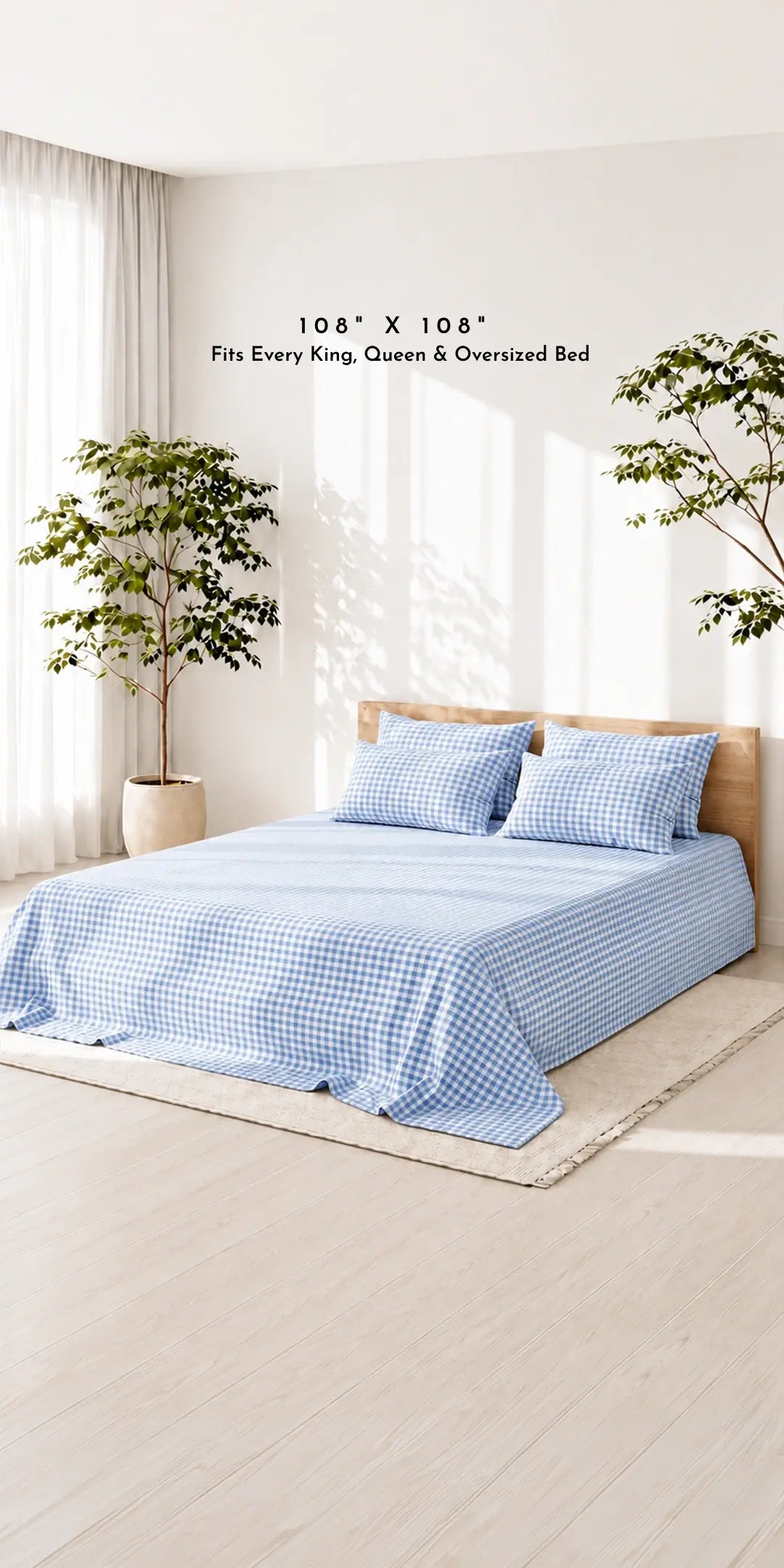 Zeries Egyptian Cotton Bedsheet With 4 Pillow Cases - Bluegrid