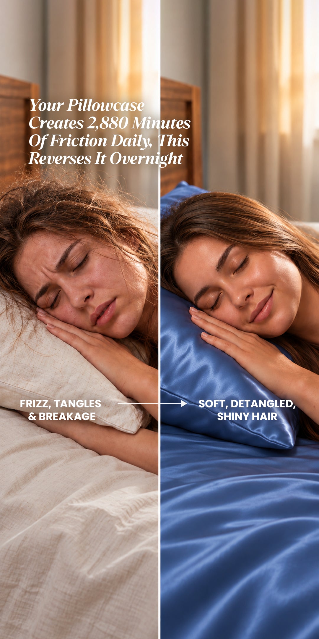 Zarf Glazed Charmeuse Satin Frizz-Reducing Pillow Cover - Indigo