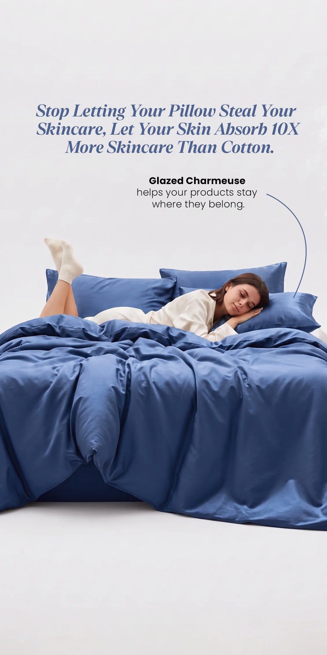 Zarf Glazed Charmeuse Satin Acne-Reducing Pillow Cover - Indigo