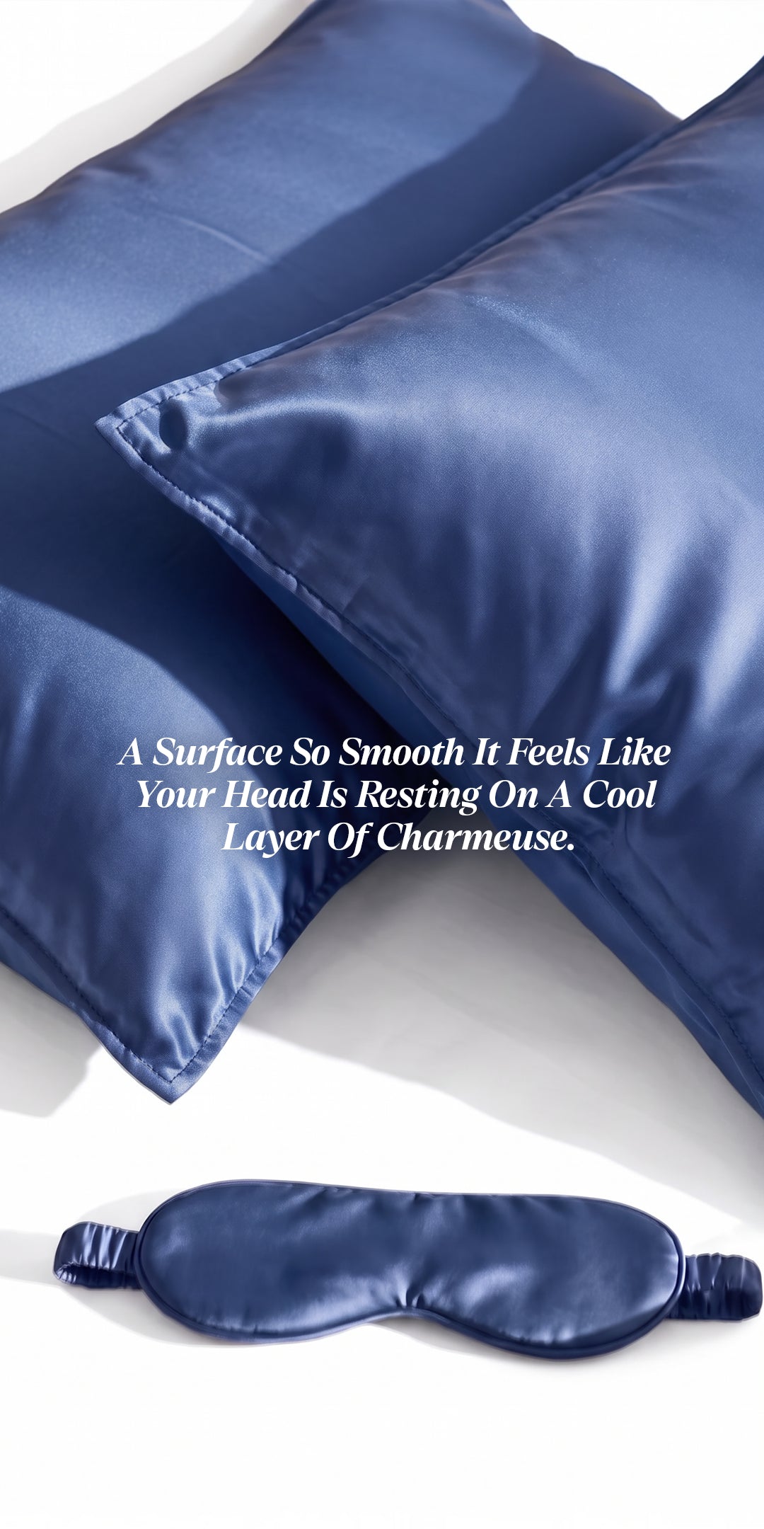 Zarf Glazed Charmeuse Satin Frizz-Reducing Pillow Cover - Indigo
