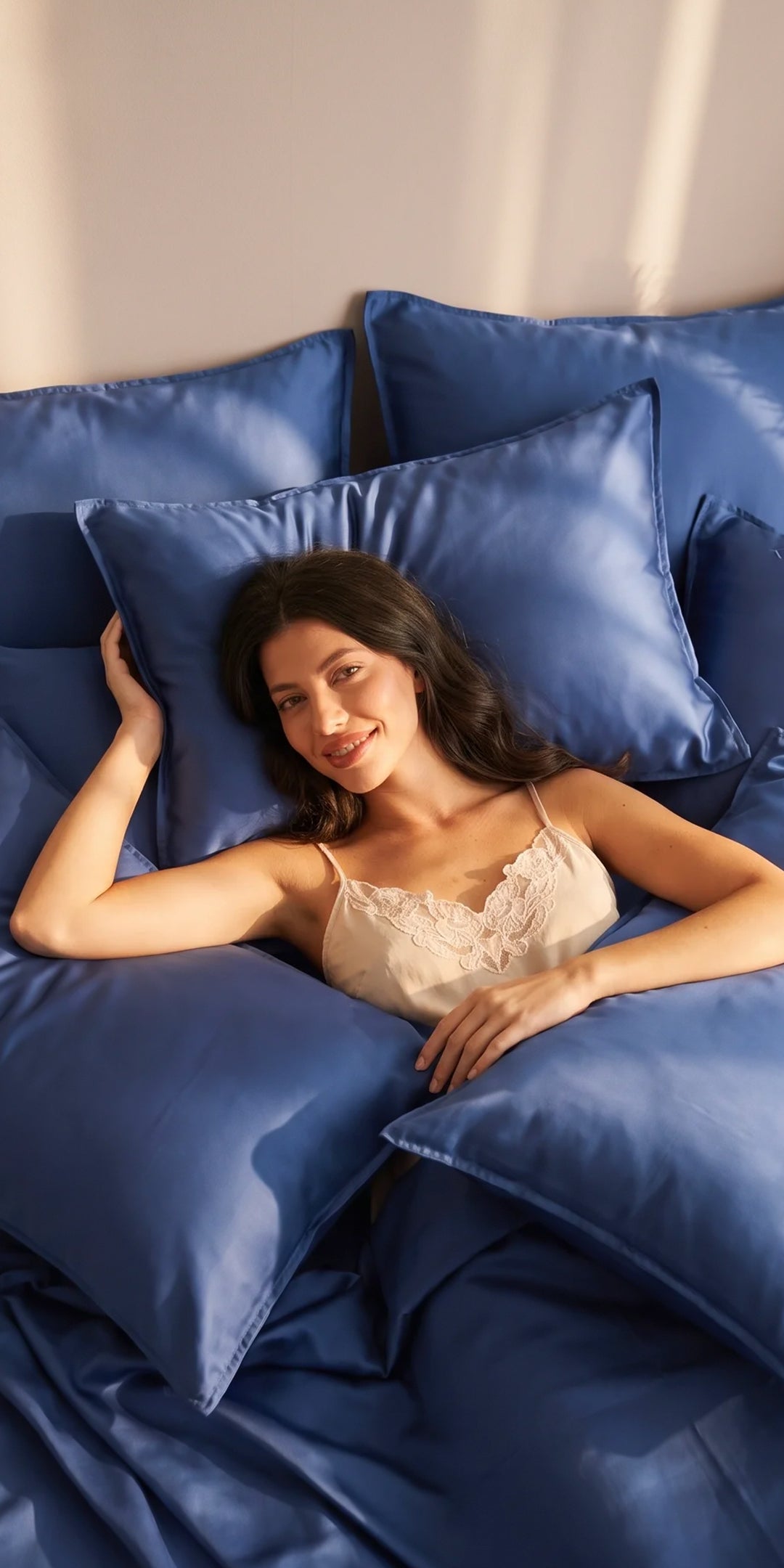 Zarf Glazed Charmeuse Satin Acne-Reducing Pillow Cover - Indigo