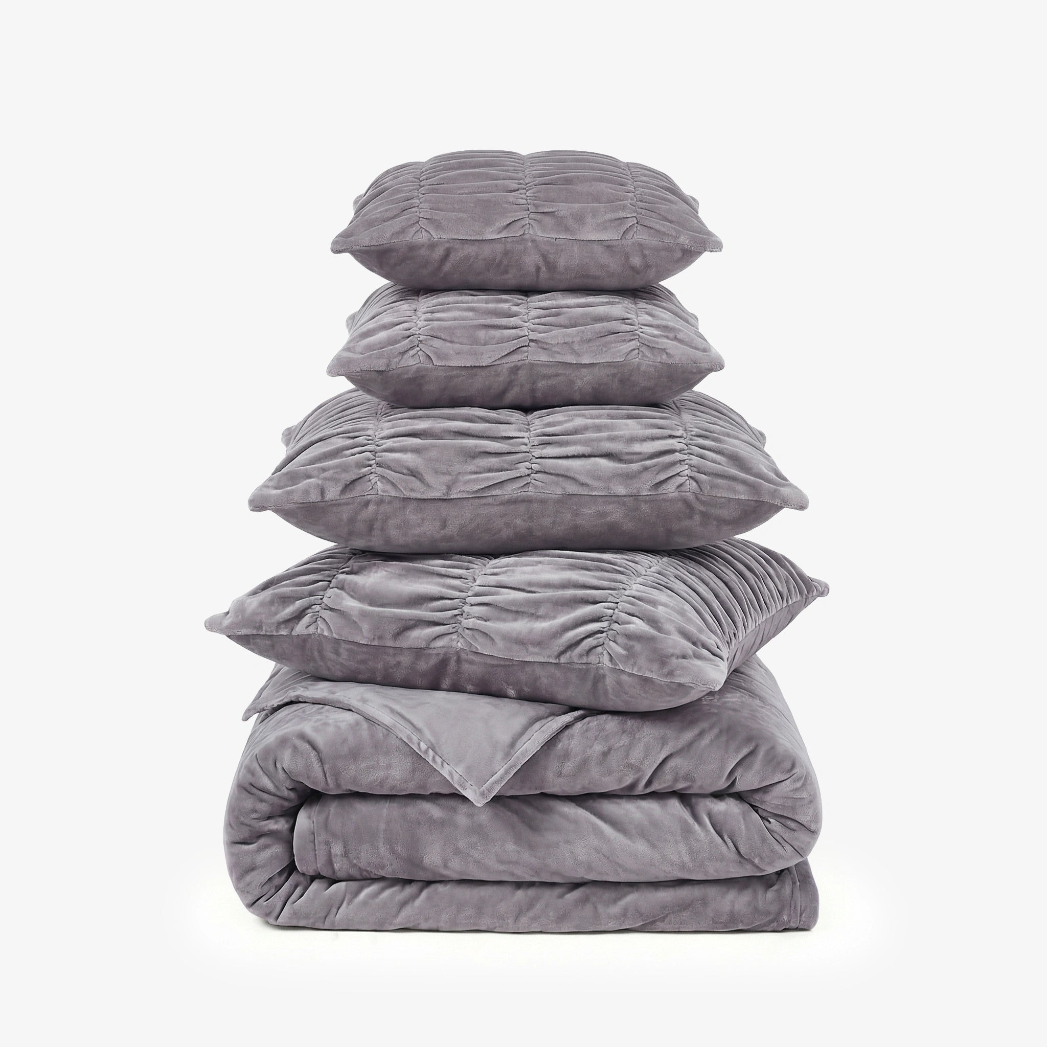 Zarf Boutique Comforter Set With 2 Designer Pillowcases & 2 Designer Cushion Covers - Boutique Shadow