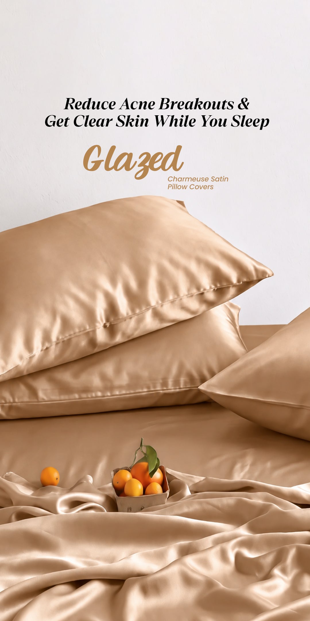 Zarf Glazed Charmeuse Satin Acne-Reducing Pillow Cover - Caramel