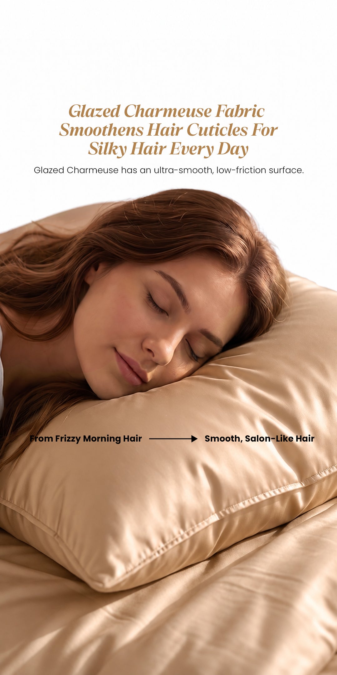 Zarf Glazed Charmeuse Satin Frizz-Reducing Pillow Cover - Set of 2 - Caramel