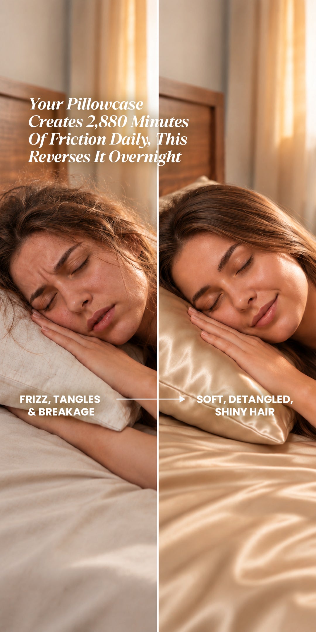Zarf Glazed Charmeuse Satin Frizz-Reducing Pillow Cover - Set of 2 - Caramel