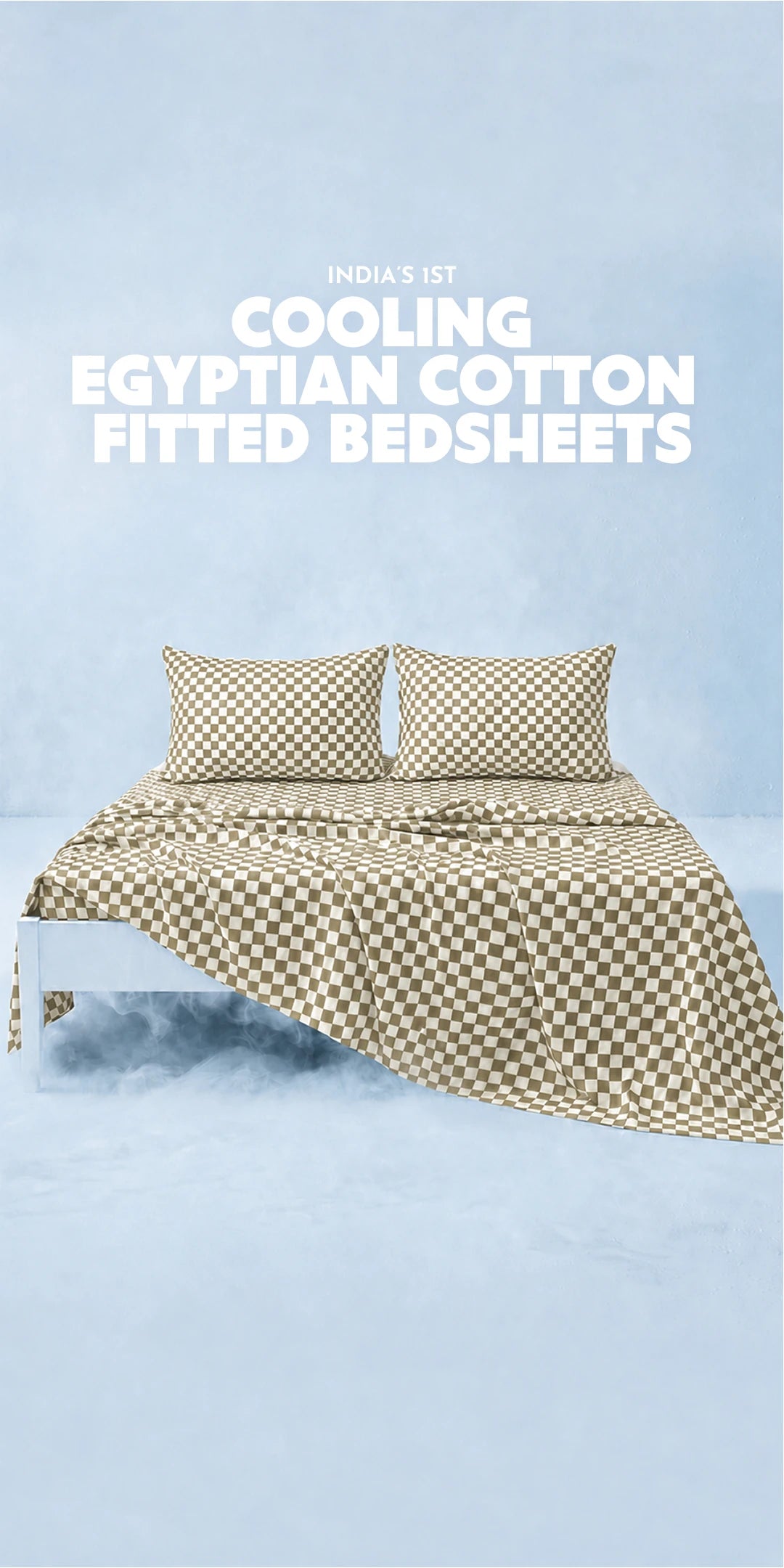 ZERIES PERCALE WEAVE EGYPTIAN COTTON FITTED BEDSHEET WITH 2 PILLOW CASES - Brown