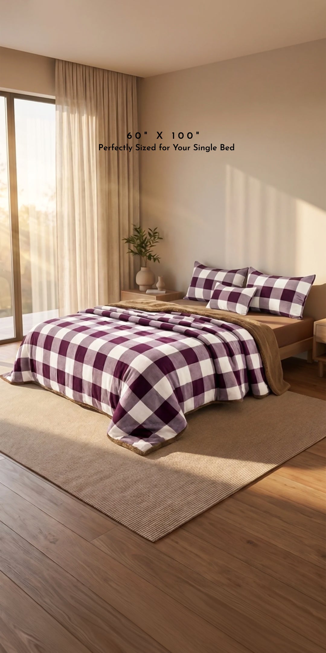 Zeries Quilt For Single Size Bed With 2 Pillow Cases & 1 Cushion Covers - Burgon