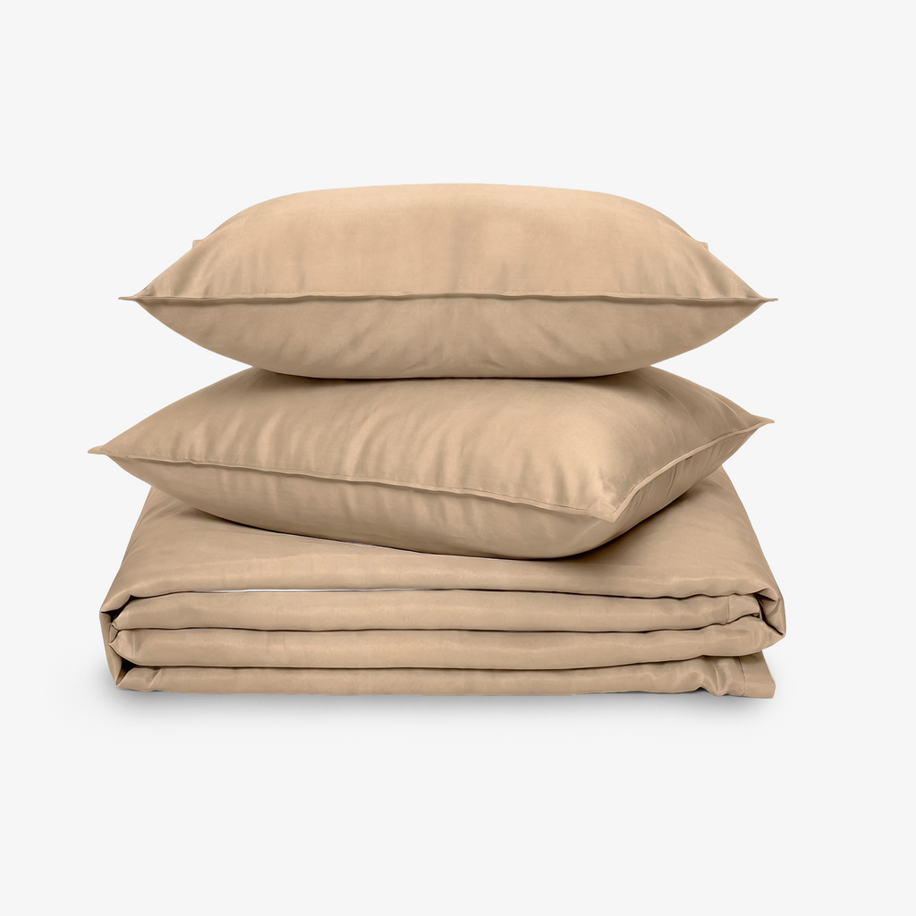 ZARF Italian Staple Weave Bedsheet With 2 Solid Pillowcases - Butterscotch