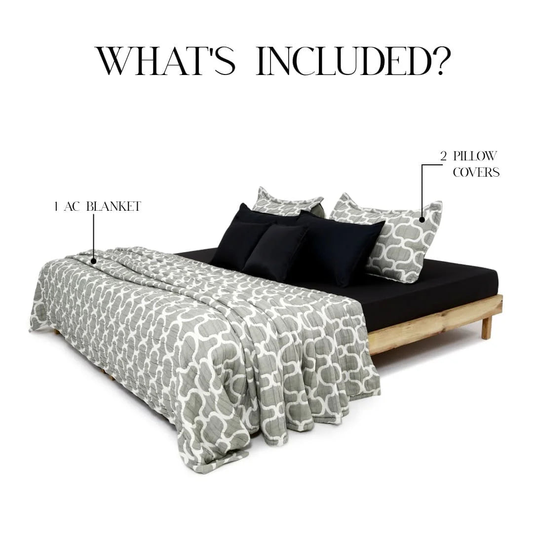 Zarf California King Size Plush Cotton AC Blanket With 2 Pillow Cases - Earthveil