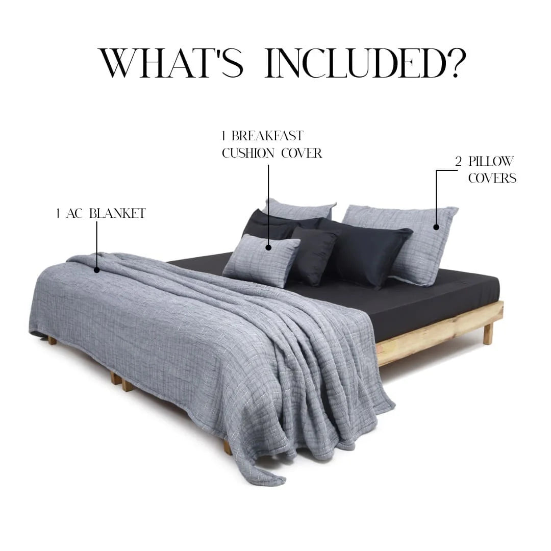 Zarf King Size Pure Cotton Cottage Blanket with 2 Pillowcases and 1 Cushion Cover - Dreamtide