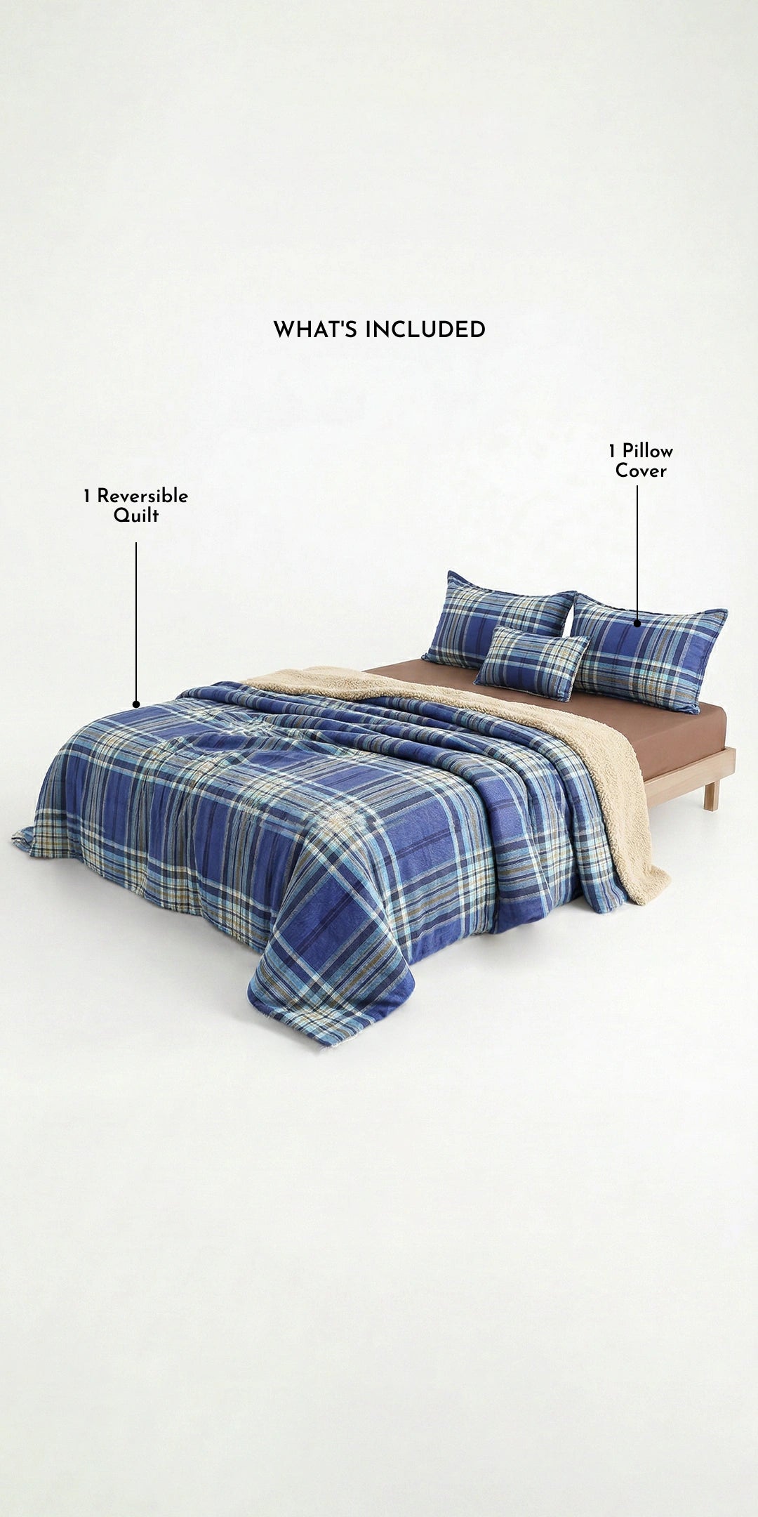 ZARF Reversible Baby Size Quilt With 1 Pillowcase - Calder