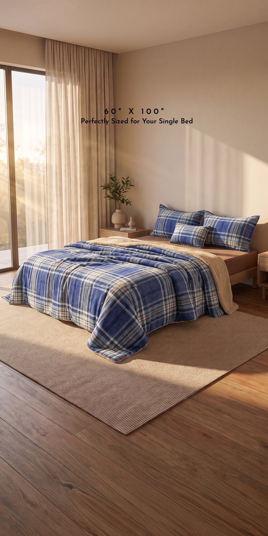 Zarf Reversible Quilt For Single Size Bed With 2 Pillow Covers and 1 Breakfast Cushion cover - Calder