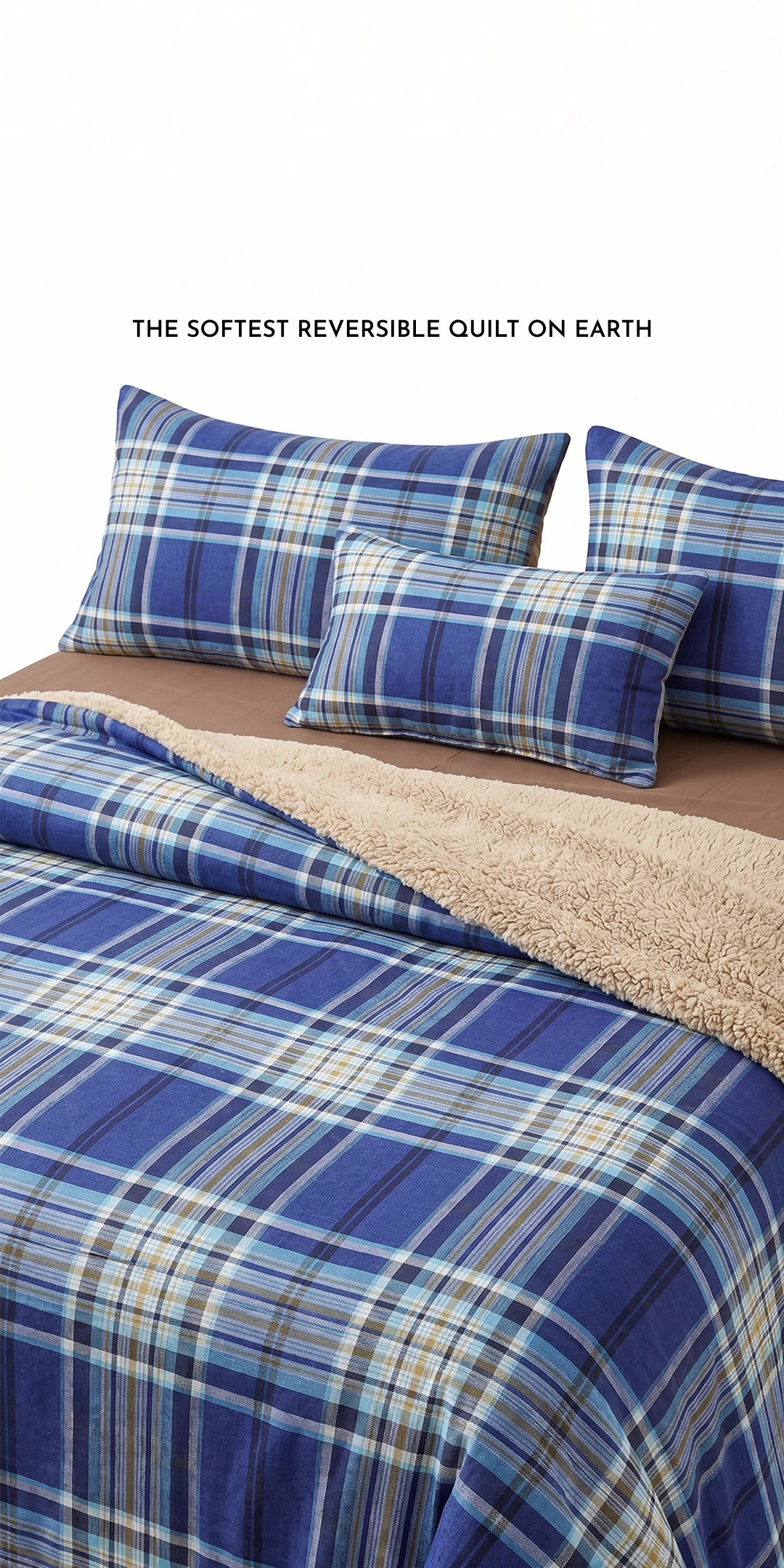 Zarf California King Size Reversible Quilt  With 2 pillowcases and 1 Breakfast Cushion cover - Calder
