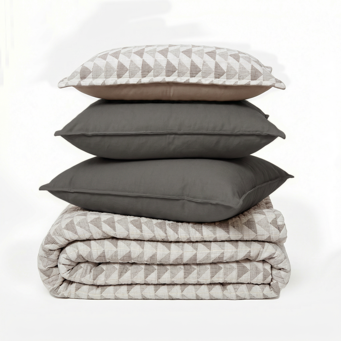 Zarf California King Size Plush Cotton AC Blanket With 2 Pillow Cases - Celestial Grey