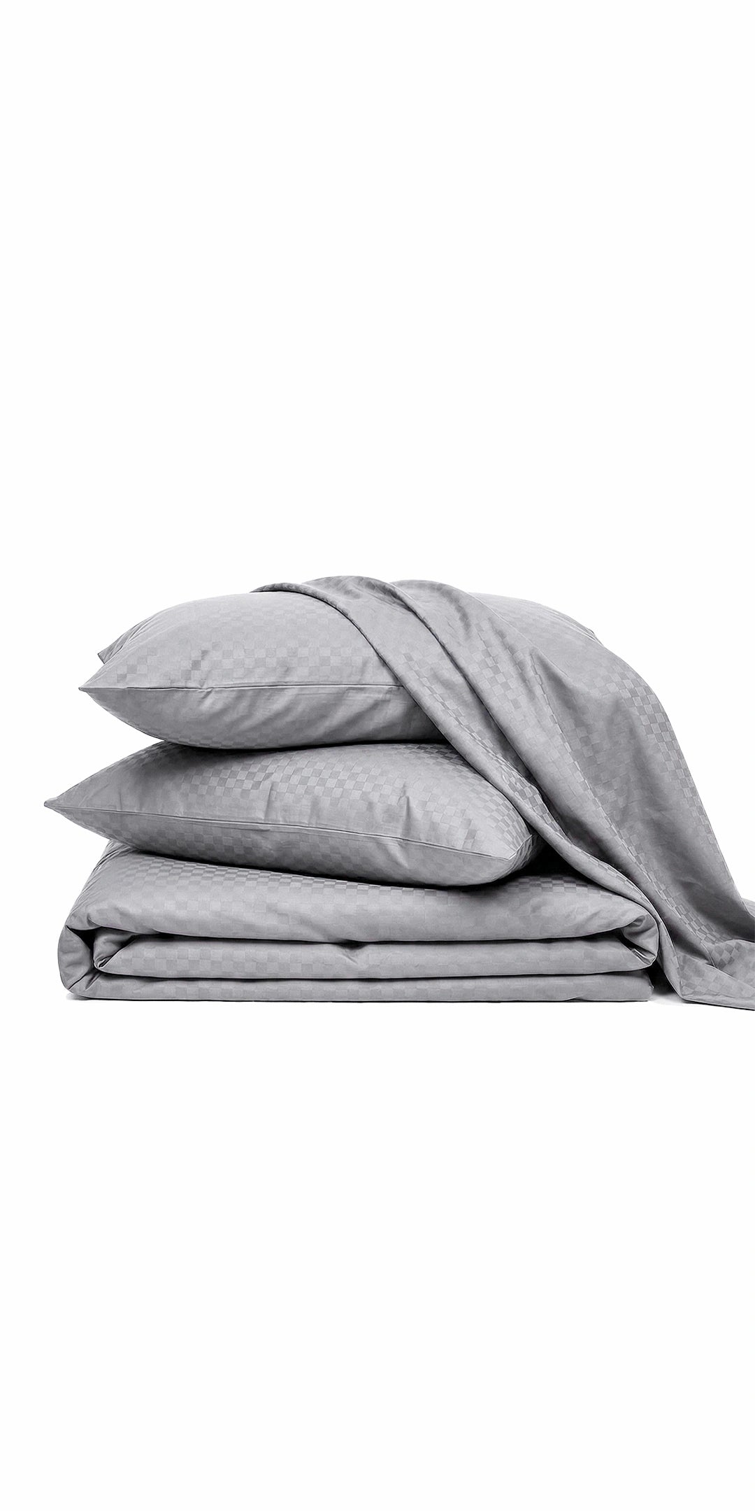 Zeries Egyptian Cotton Jacquard Single Size Bedsheet With 2 Pillow Cases & 2 Cushion Covers - Cenere