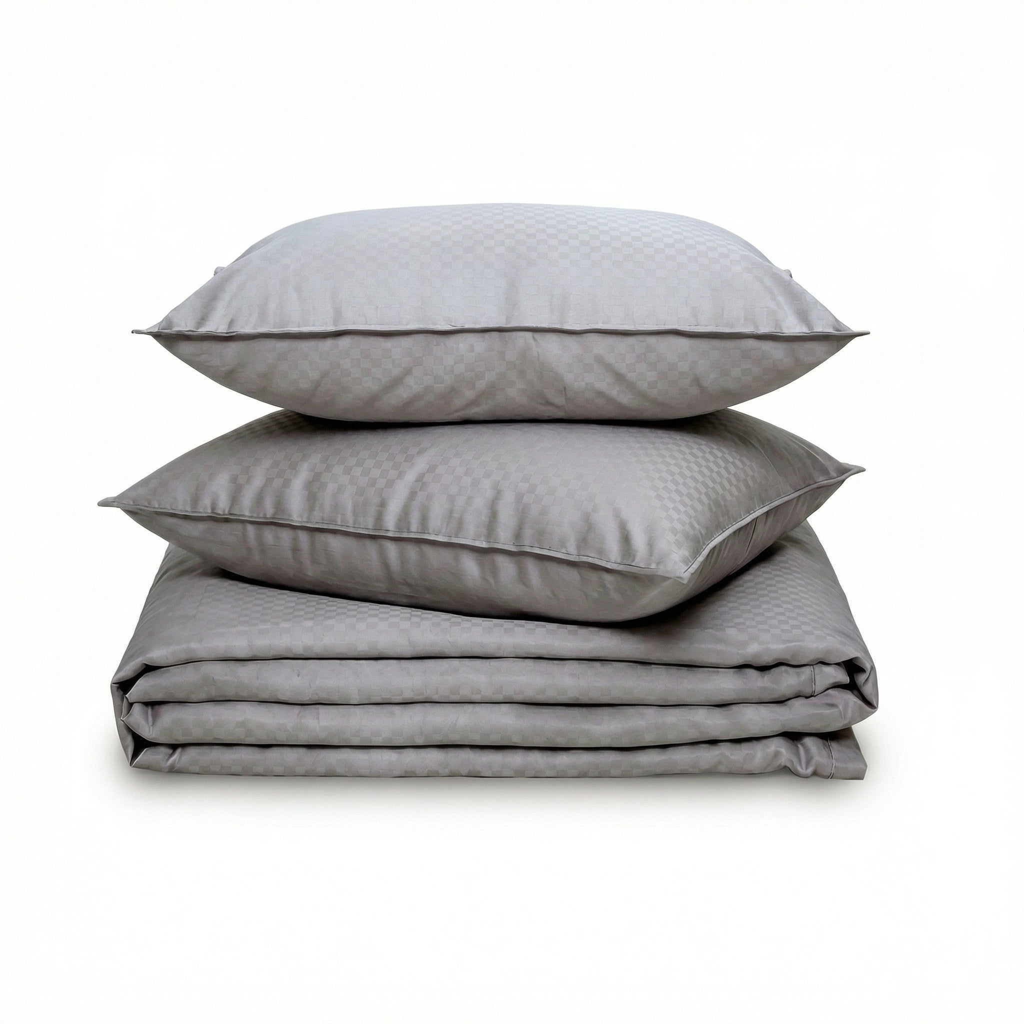 Zeries Egyptian Cotton Jacquard Single Size Bedsheet With 2 Pillow Cases & 2 Cushion Covers - Cenere