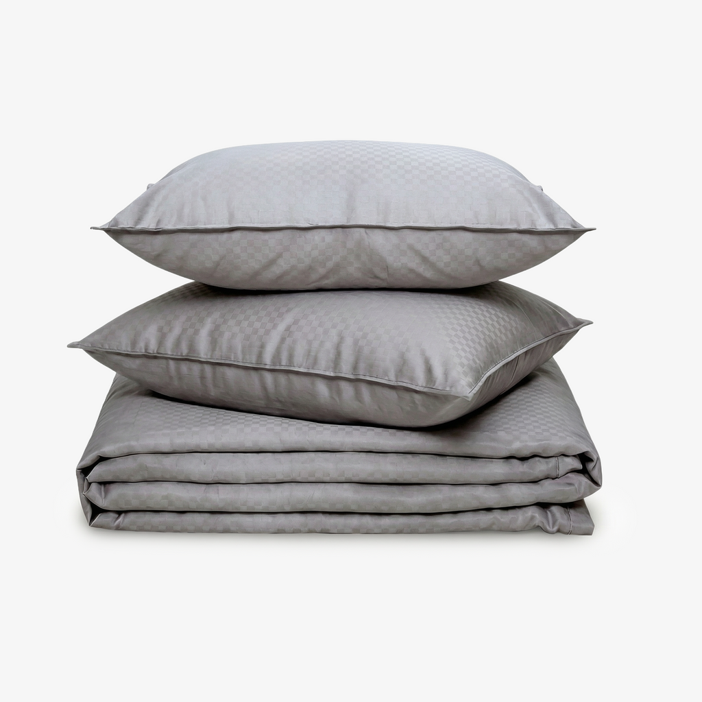 Zeries Egyptian Cotton Jacquard Bedsheets With 2 Pillow Cases & 2 Cushion Covers - Cenere