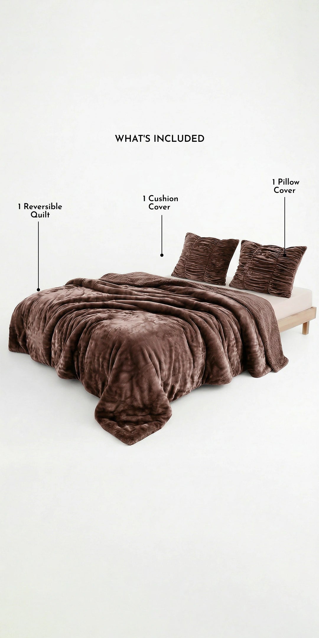 ZARF Reversible Baby Size Quilt With 1 Pillow Case & 1 Cushion Cover - Cedar