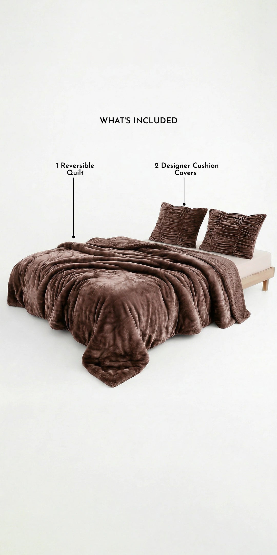 Zarf Reversible Quilt For Single Size Bed With 2 Cushion Covers - Cedar