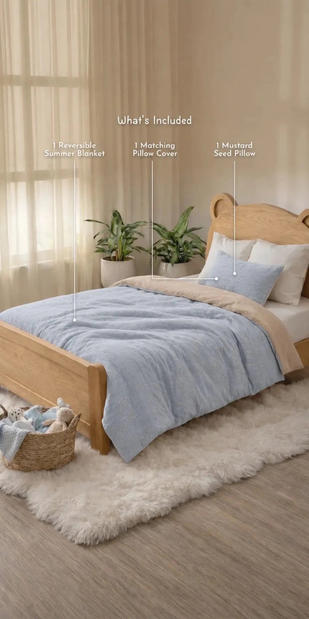 Reversible Summer Baby Blanket With 1 Pillow & 1 Pillow Cover - Sky Daze