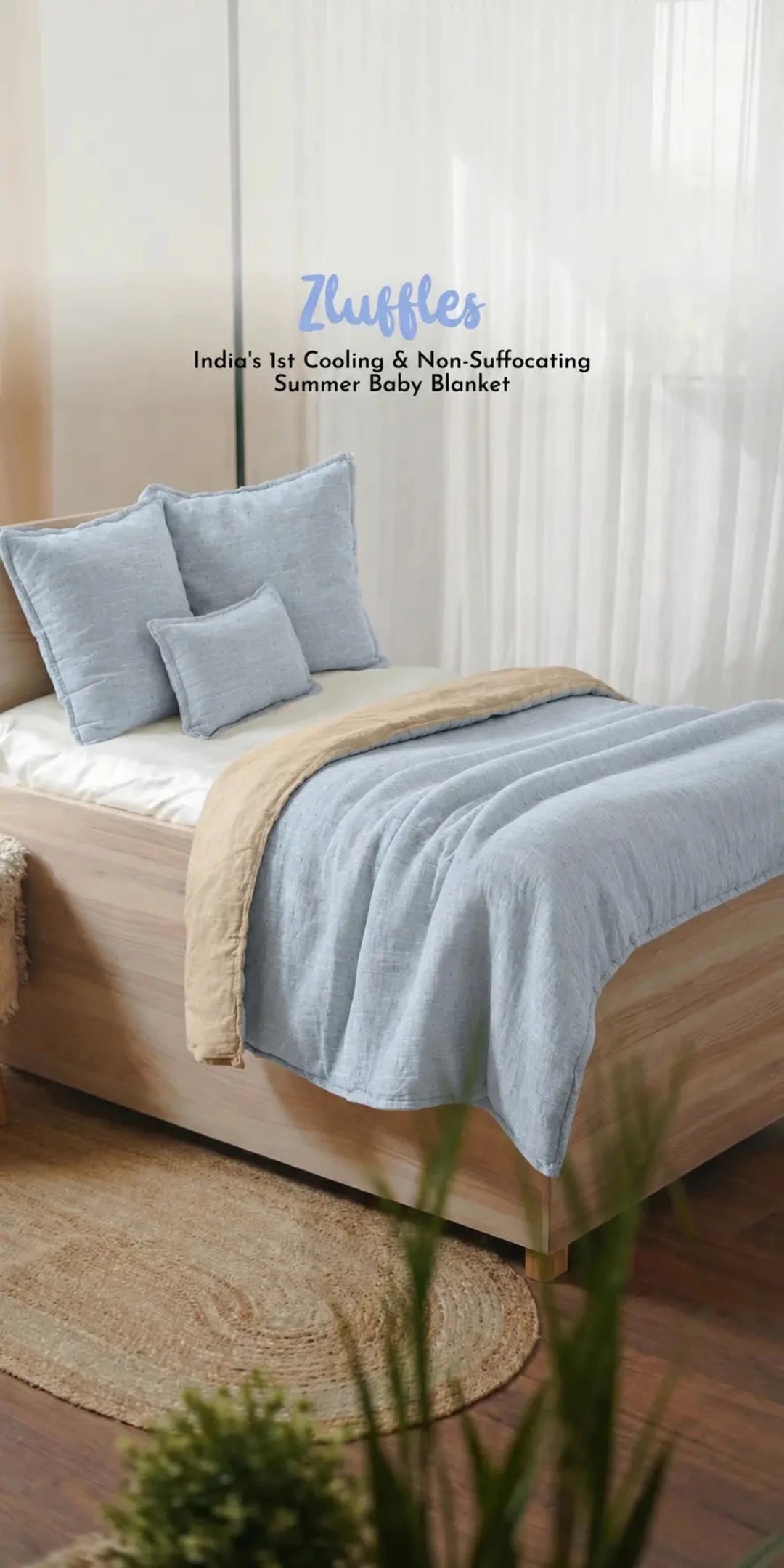 Reversible Summer Baby Blanket With 1 Pillow & 1 Pillow Cover - Sky Daze