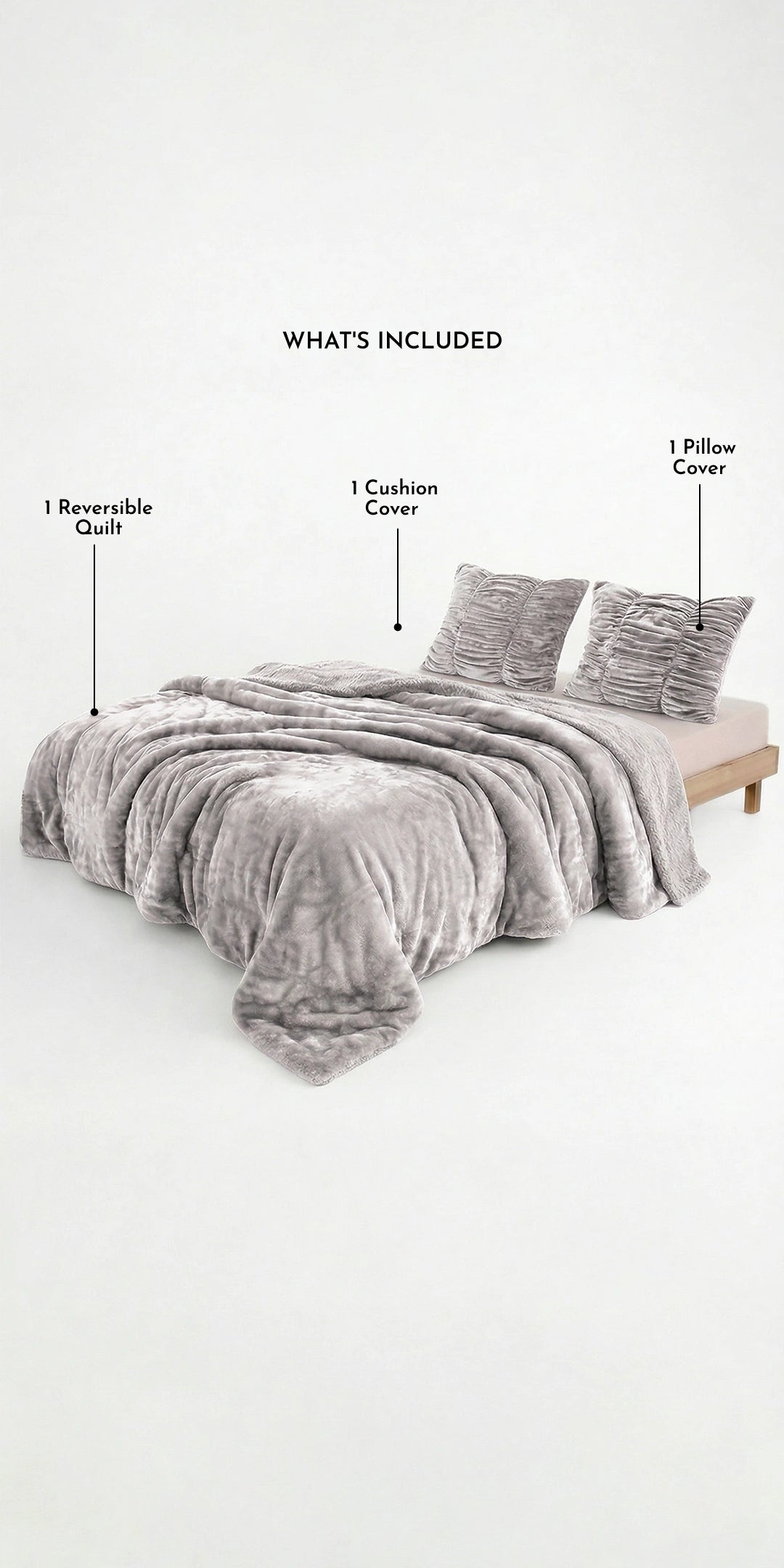 ZARF Reversible Baby Size Quilt With 1 Pillow Case & 1 Cushion Cover - Chrome