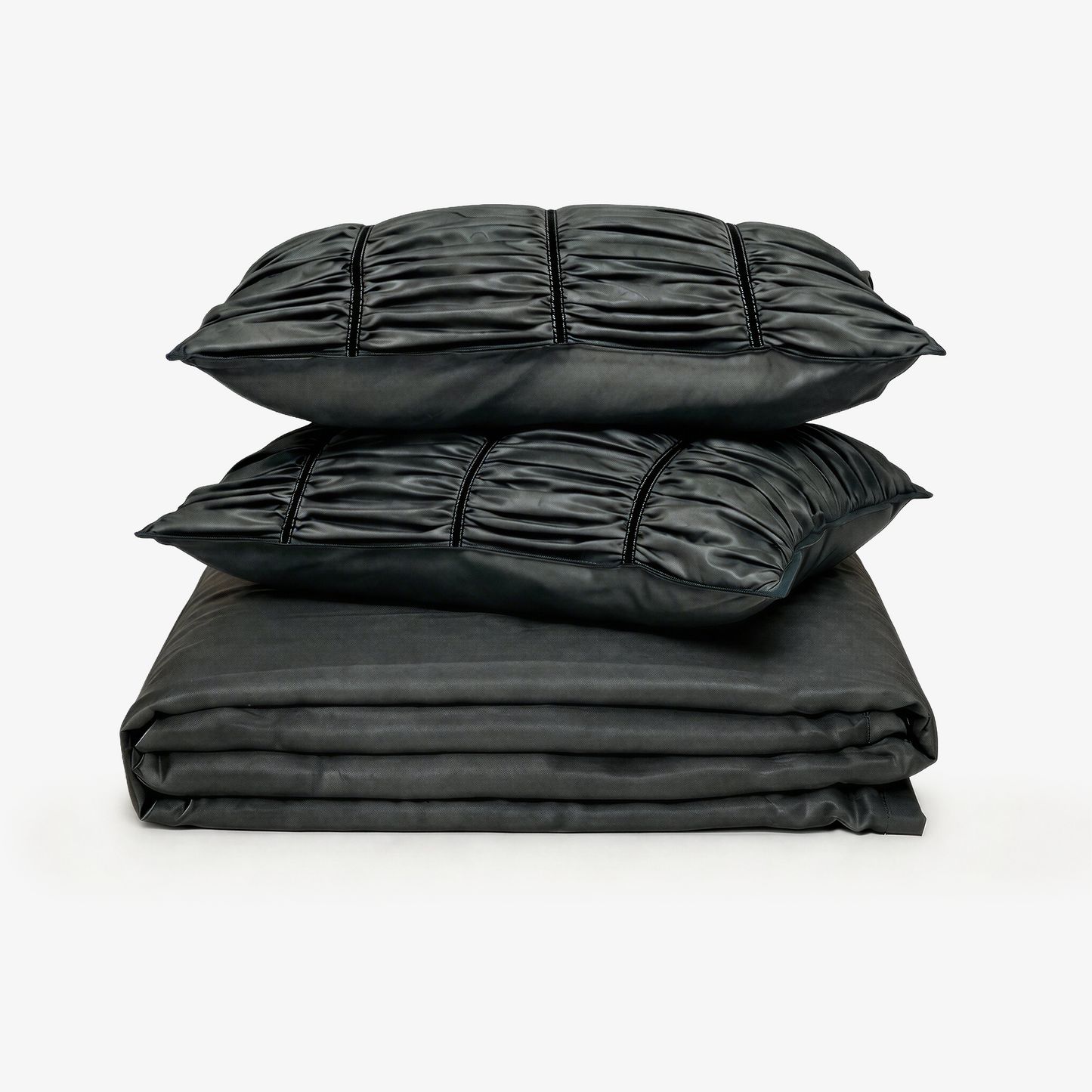 ZARF Italian Staple Weave Bedsheet With 2 Designer Pillow Cases, 2 Solid Pillowcases & 2 Cushion Covers - Cinder