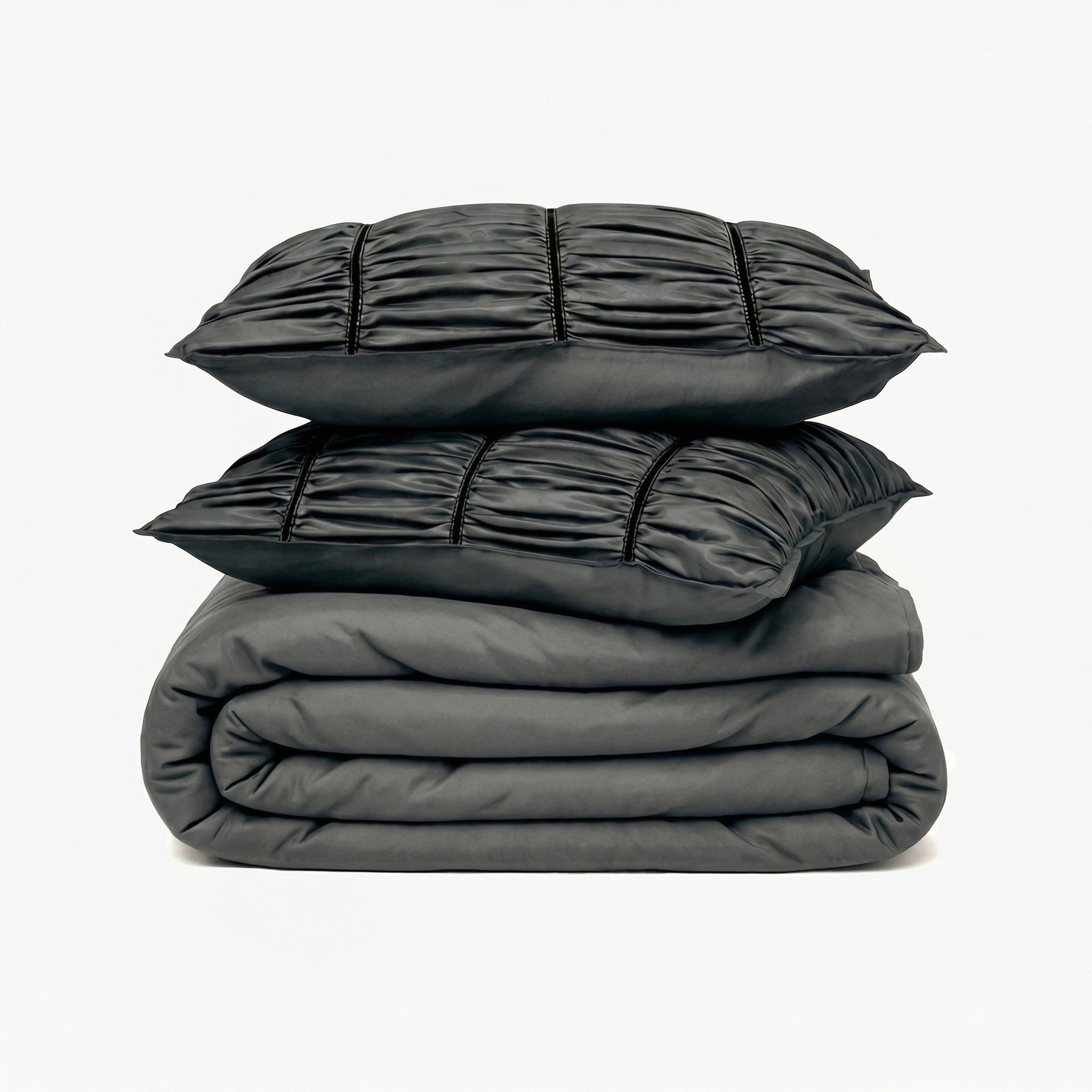 Zarf Italian Staple Weave Bedding Set Of 8 For Single Size Bed - Cinder