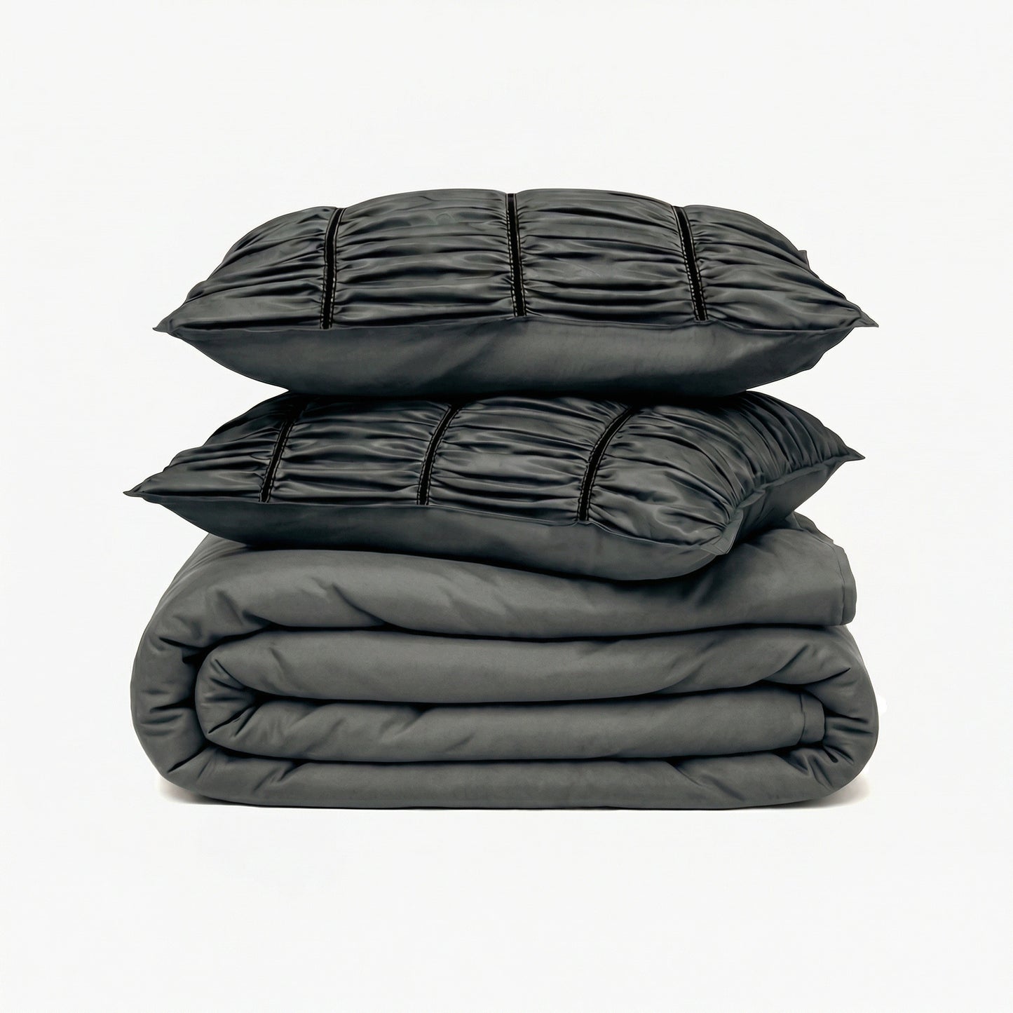 ZARF Italian Staple Weave Comforter For Single Size Bed With 2 Designer Pillow Cases, 2 Solid Pillowcases & 2 Cushion Covers - Cinder