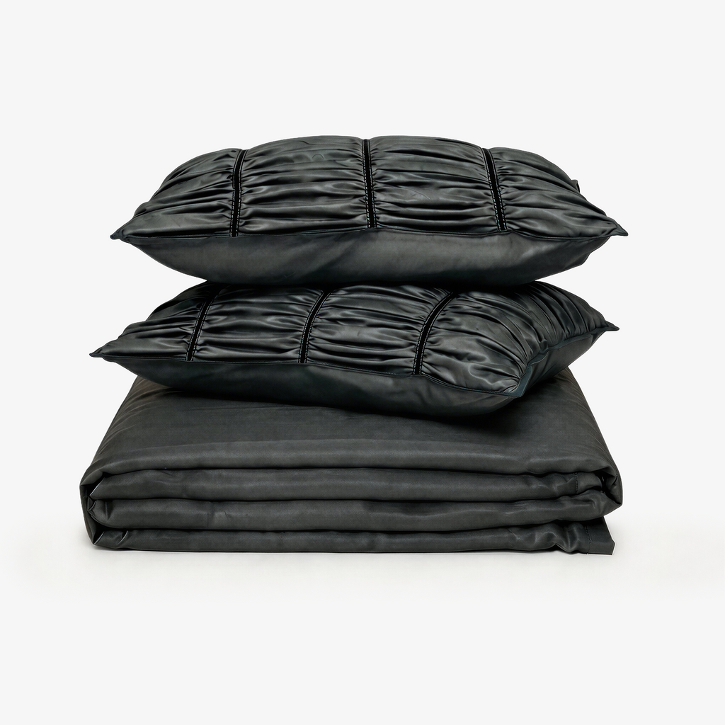 ZARF Italian Staple Weave Bedsheet With 2 Designer Pillow Cases, 2 Solid Pillowcases & 2 Cushion Covers - Cinder