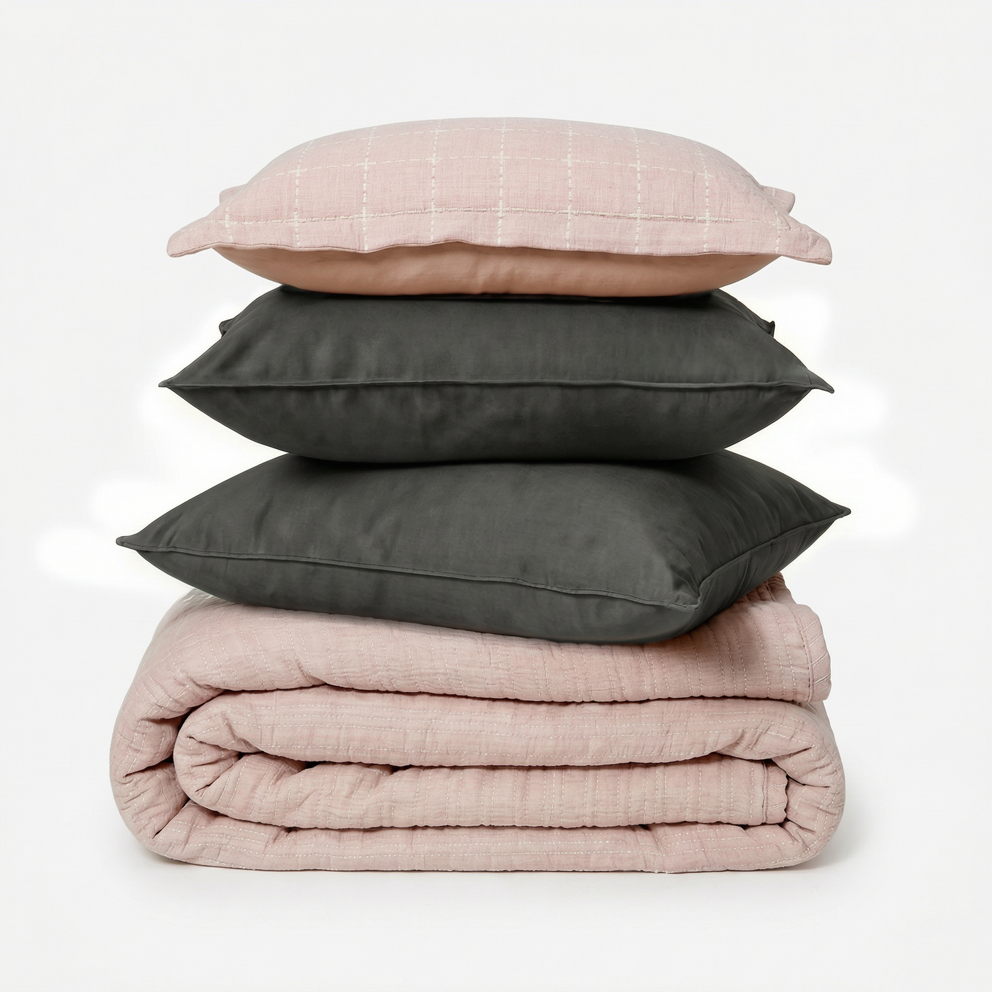 Zarf California King Size Plush Cotton AC Blanket With 2 Pillow Cases - Coral Infusion