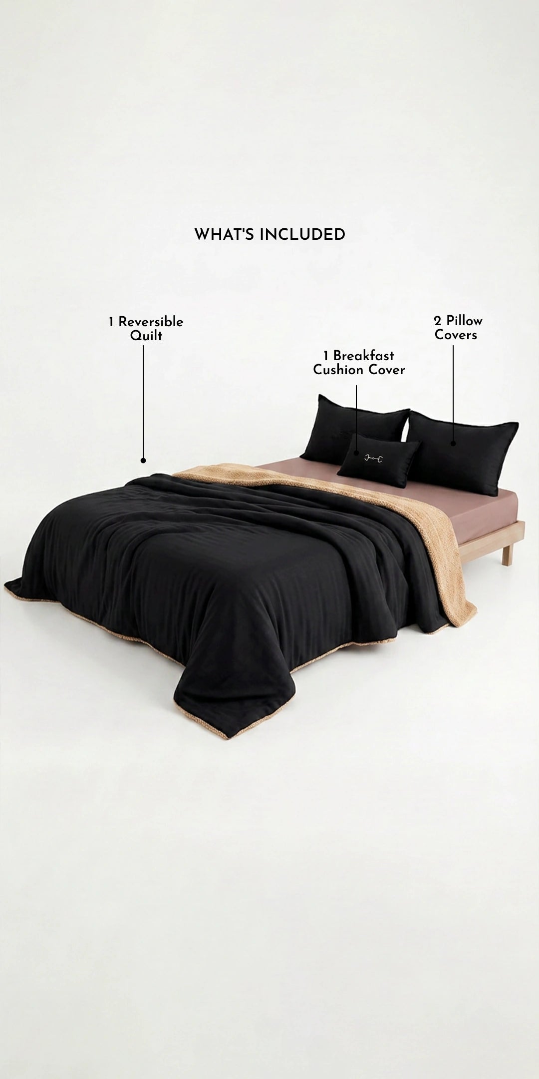 Zarf California King Size Reversible Quilt  With 2 pillowcases and 1 Breakfast Cushion cover - Cosmos