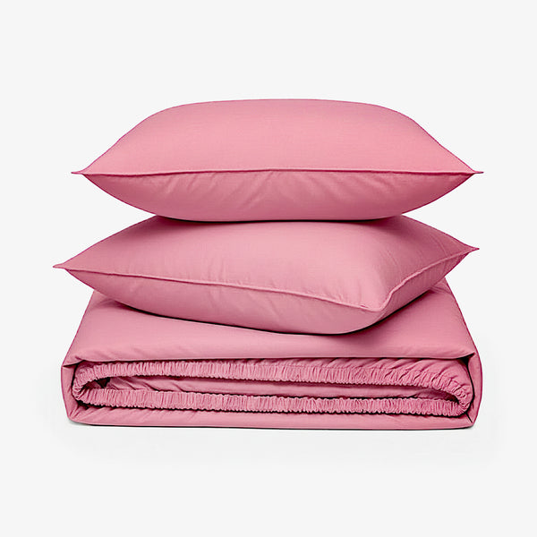 ZERIES PERCALE WEAVE EGYPTIAN COTTON FITTED BEDSHEET WITH 2 PILLOW CASES - Cressida